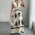 Women's Sleeveless Blouse Lace-up Skirt
