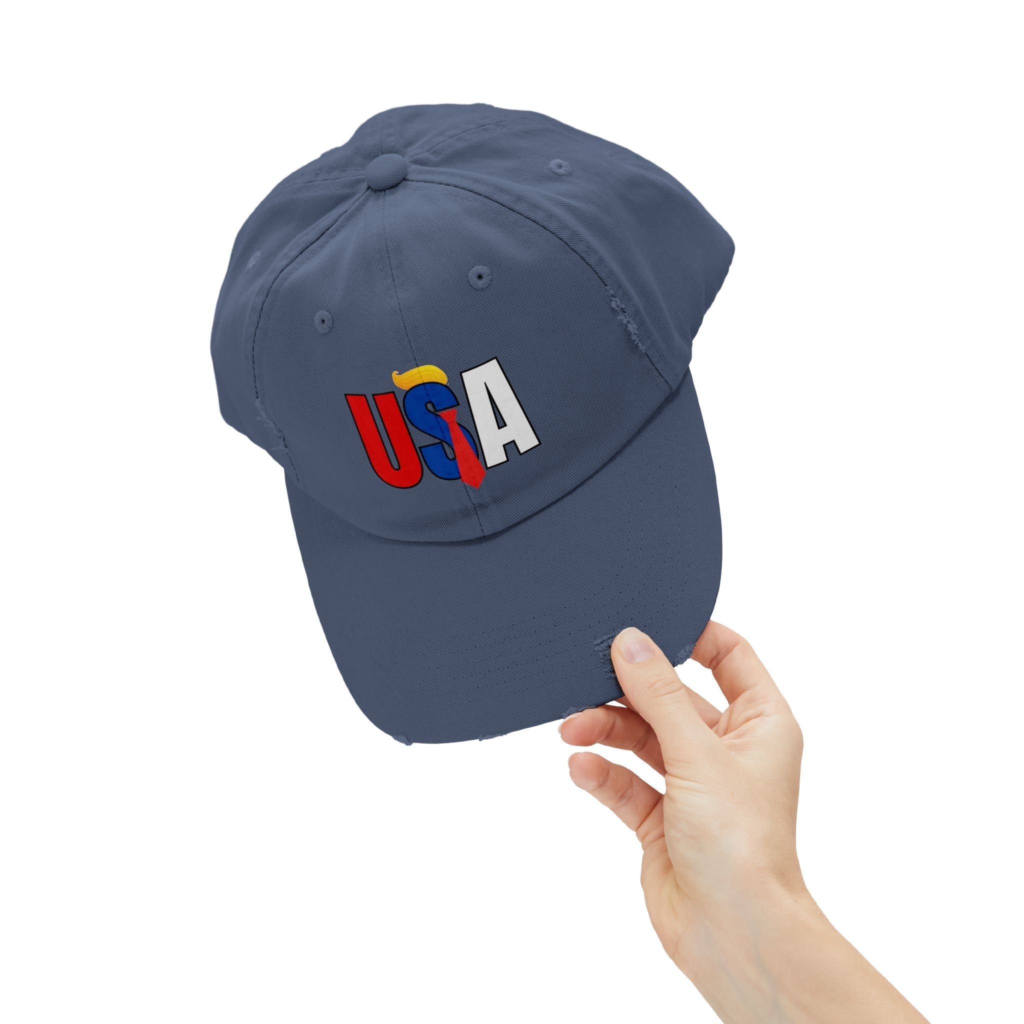 Unisex Trendy Distressed USA Cap