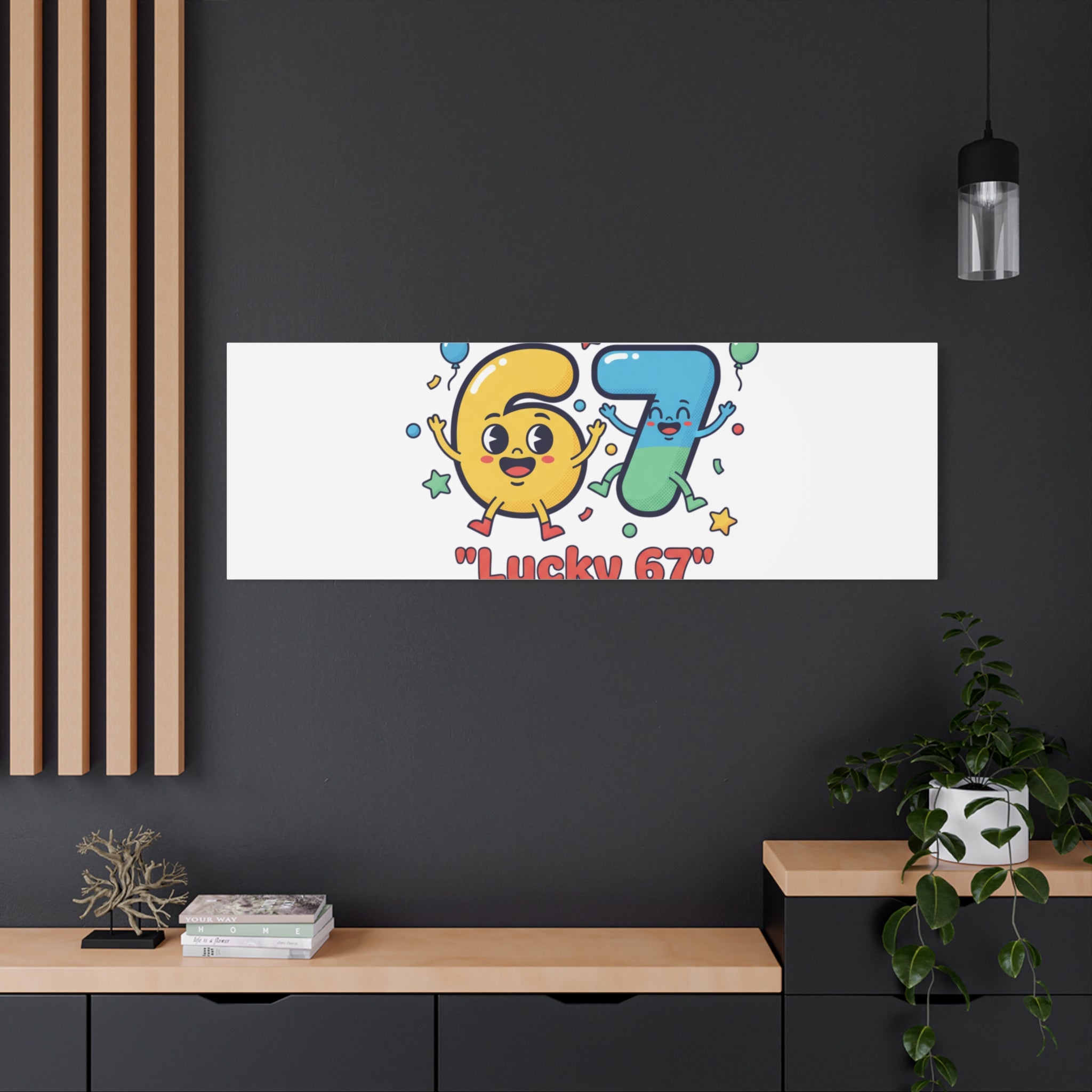 Lucky 67 Canvas, Stretched Matte | 67 meme, absurdist humor