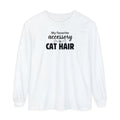 Cat Hair Accessorized Unisex Garment-dyed Long Sleeve T-Shirt
