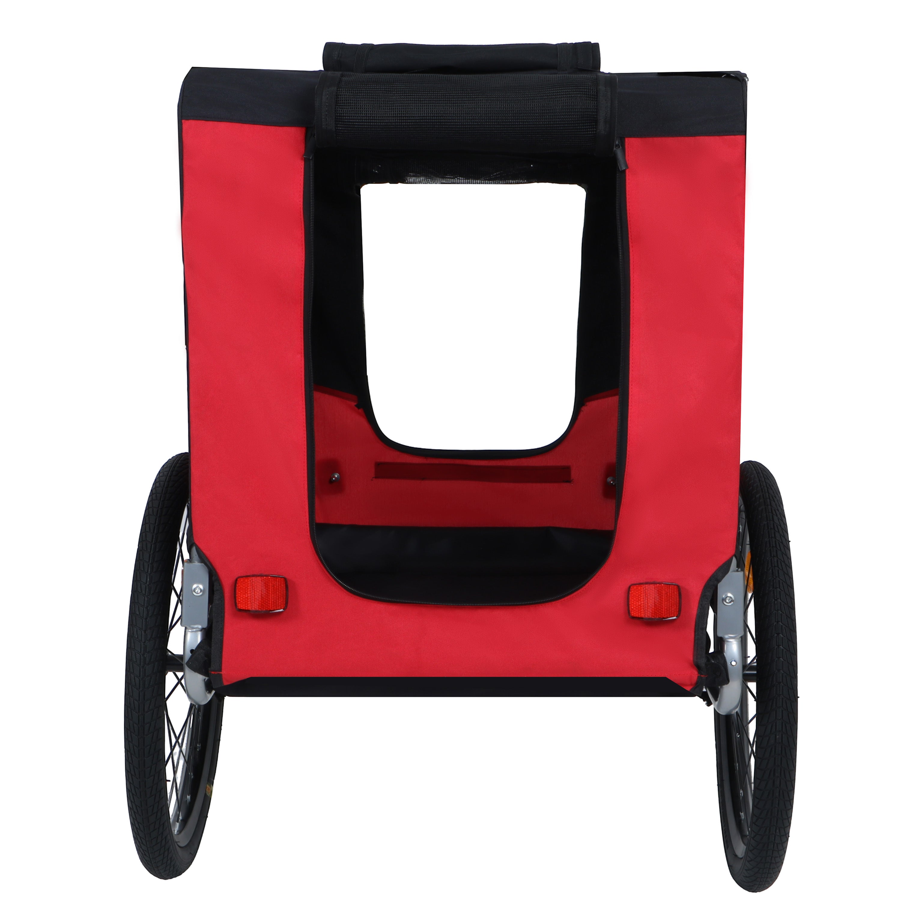 Large Folding Bike Trailer for Dogs – 66LB Capacity All-Terrain Pet Carrier, Durable Steel Frame for Cycling, Jogging, Camping & Outdoor Adventures, Black- Red