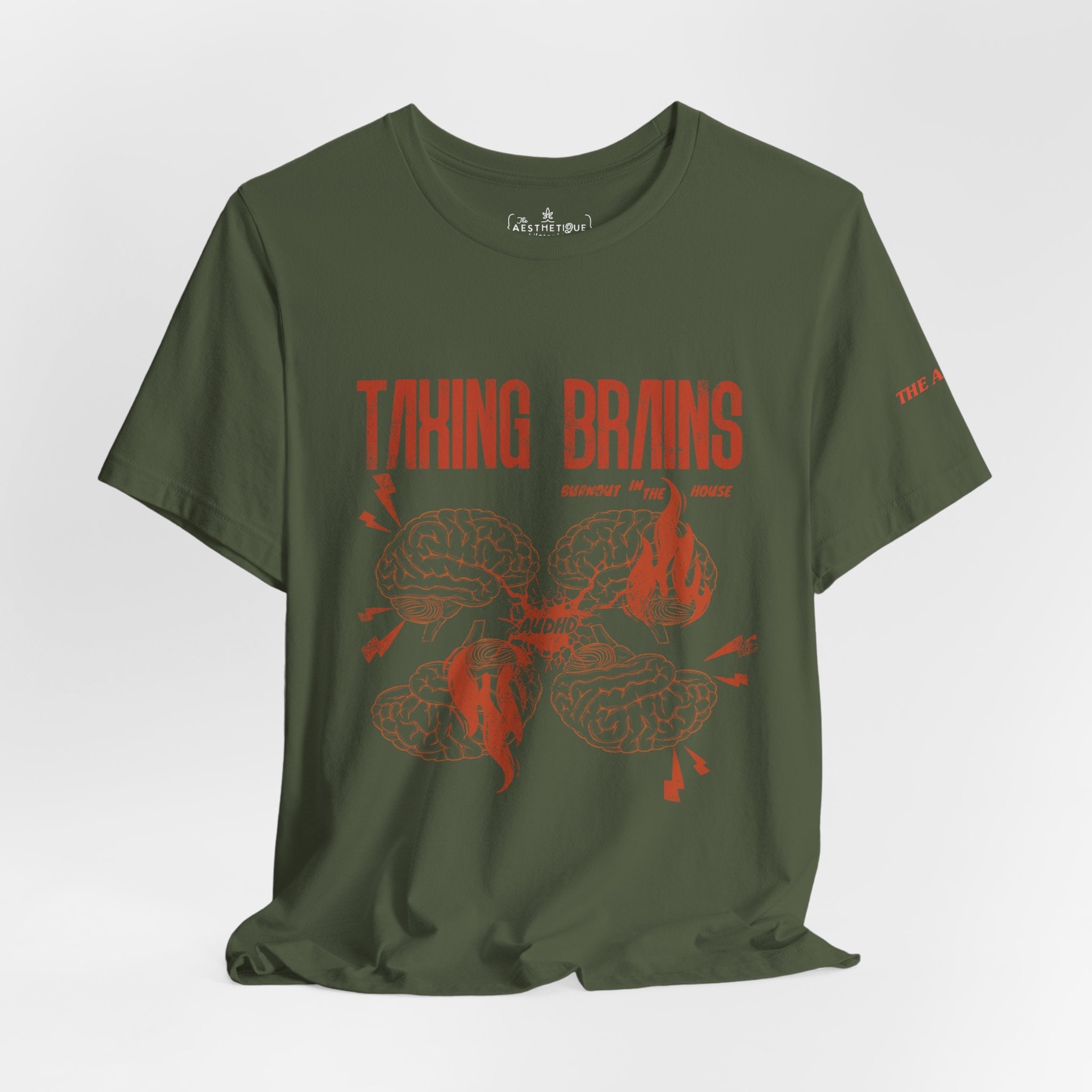 Taxing Brains - Burnout in the House - AuDHD - Adult Unisex Jersey Tee