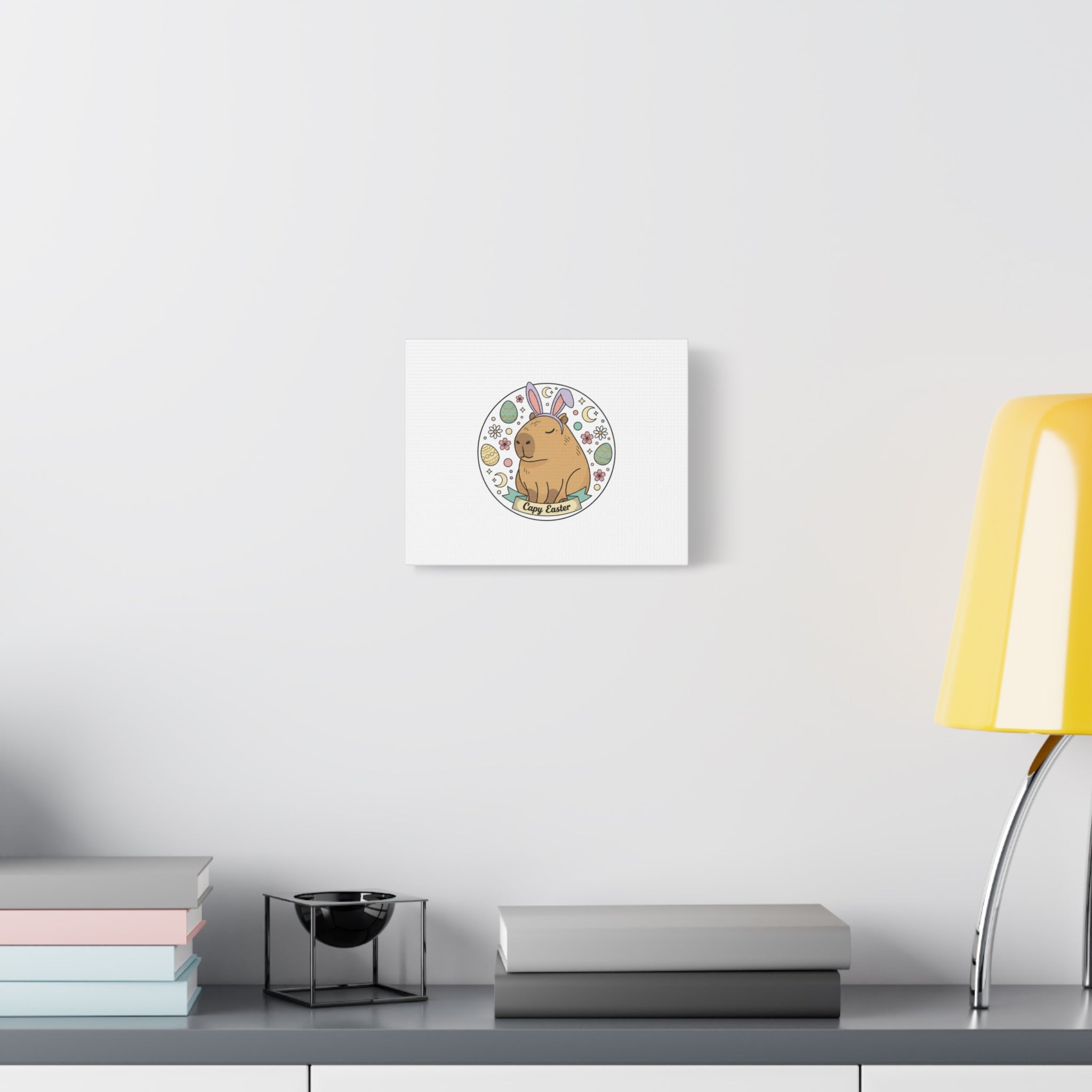 Capy Easter Canvas, pastel bunny aesthetic | cottagecore spring wall art