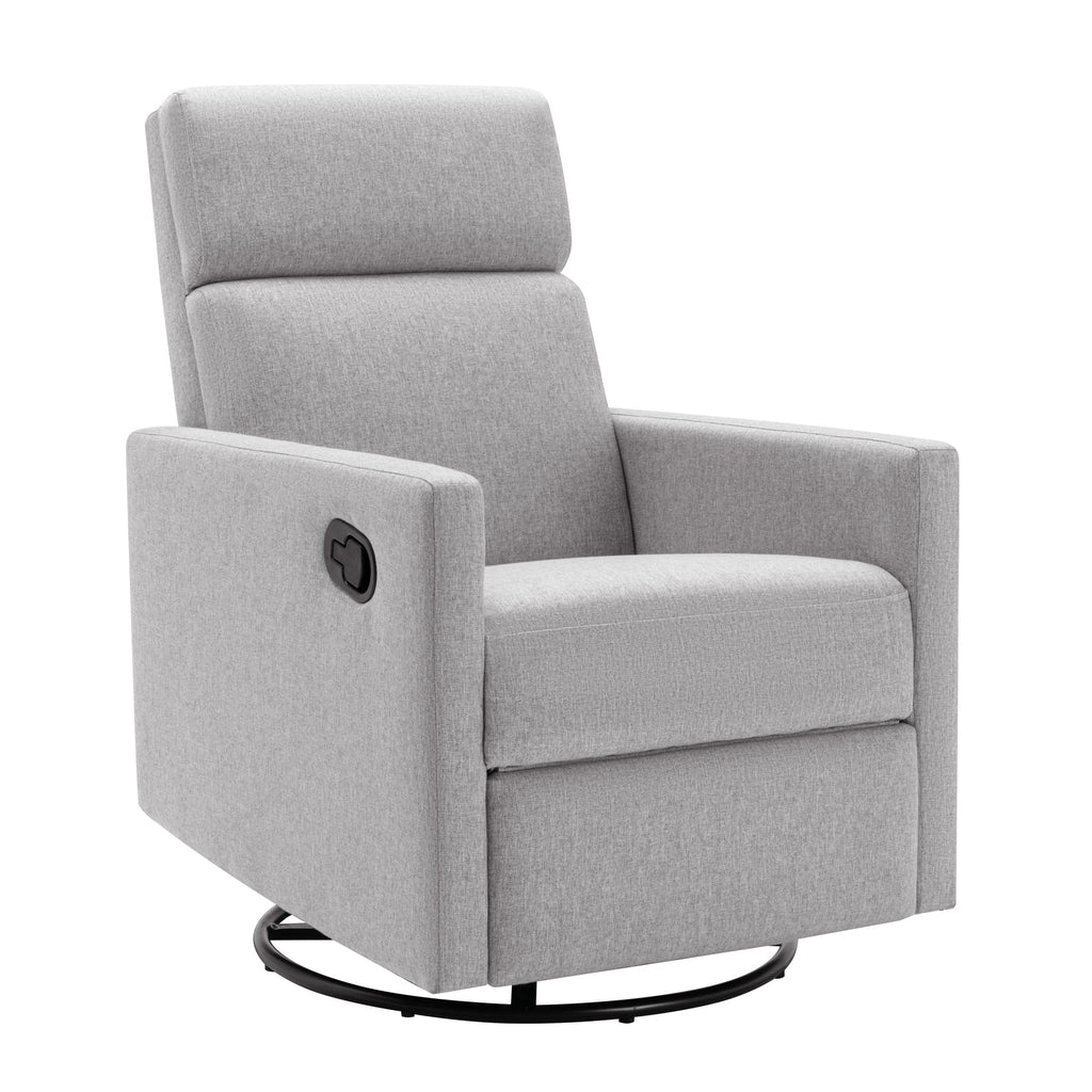 Modern Upholstered Rocker Nursery Chair Plush Seating Glider Swivel Recliner Chair, Gray Linen