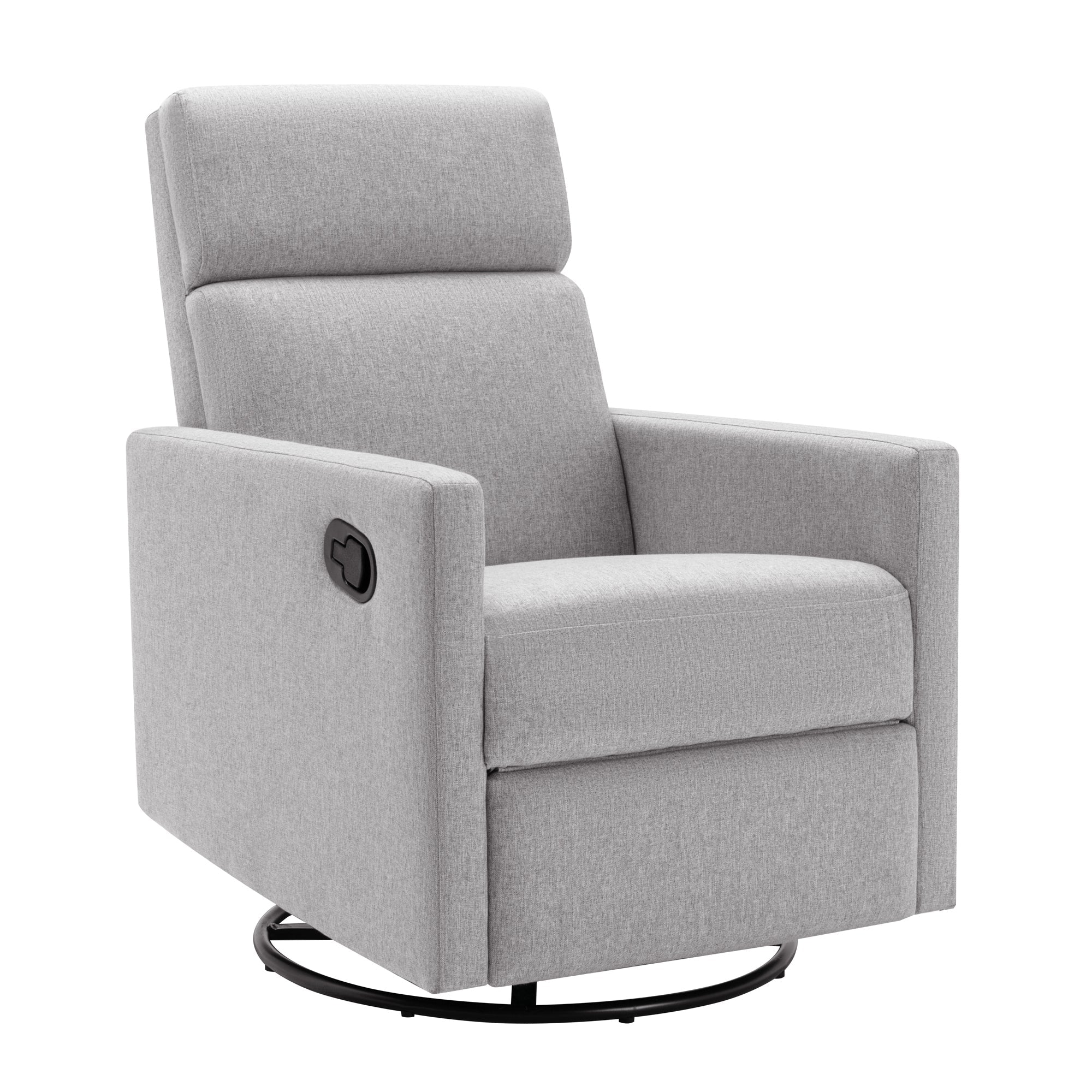 Modern Upholstered Rocker Nursery Chair Plush Seating Glider Swivel Recliner Chair, Gray Linen
