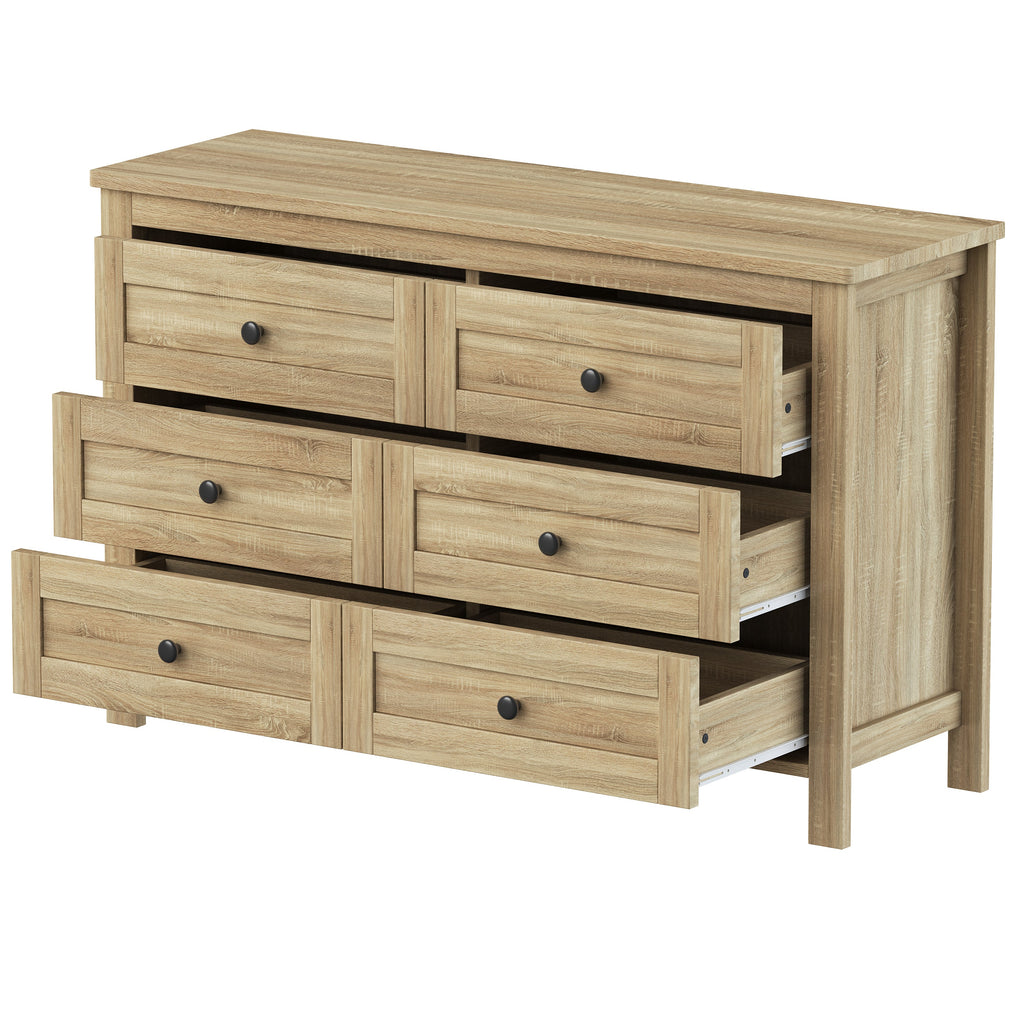 3-Pieces Bedroom Sets Queen Size Farmhouse Platform Bed with Double Sliding Door Storage Headboard and Charging Station, Storage Nightstand and Dresser, Natural