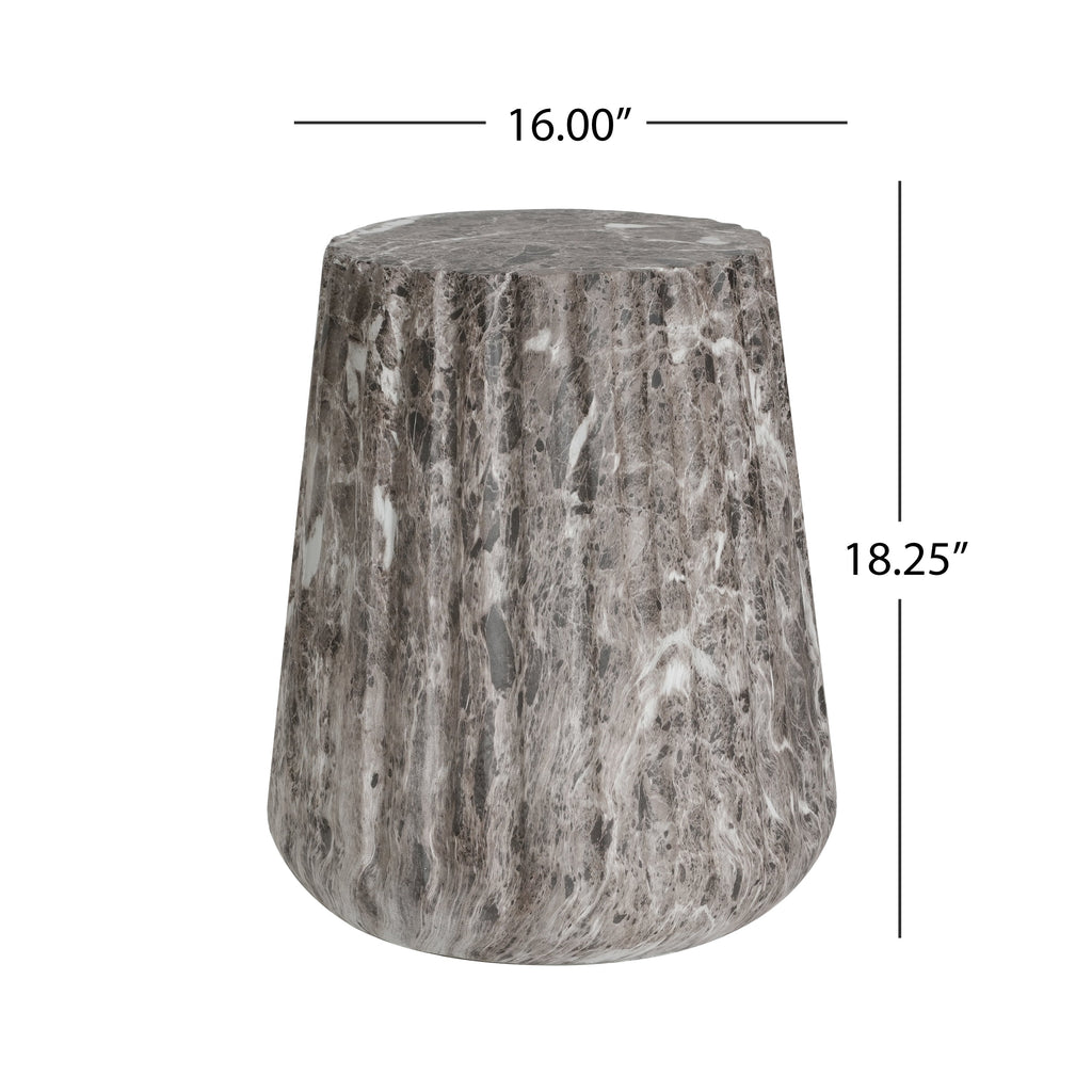 Outdoor Cleme Carved Side Table, Brown