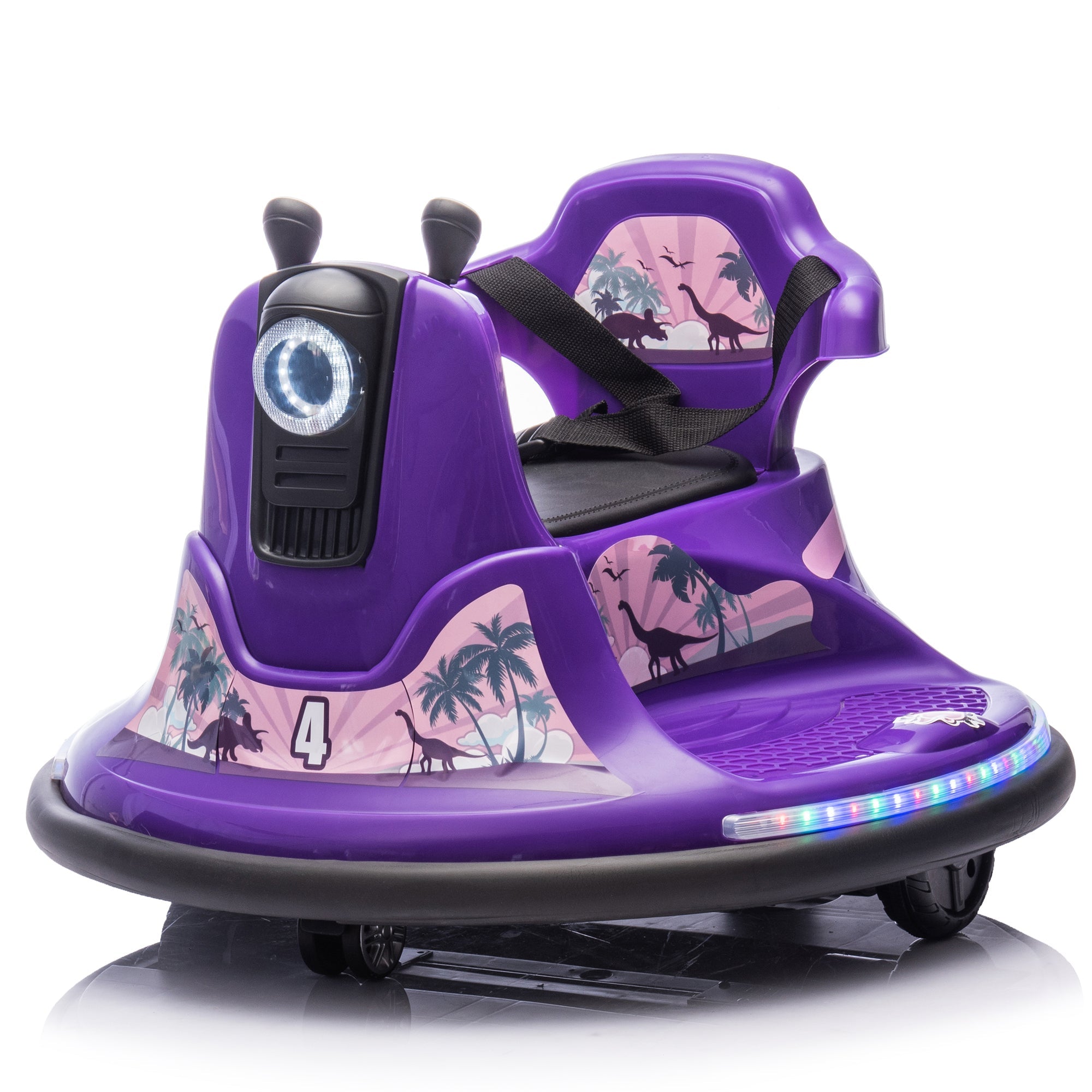 12V Kids Ride On Bumper car W/Parents control,Rotate 360 degrees,Two-handed switch for direction control,Bumper strip,Light belt,MP3 music,Bluetooth,Provide a Speed of 0.75MPH For kids of 2-5