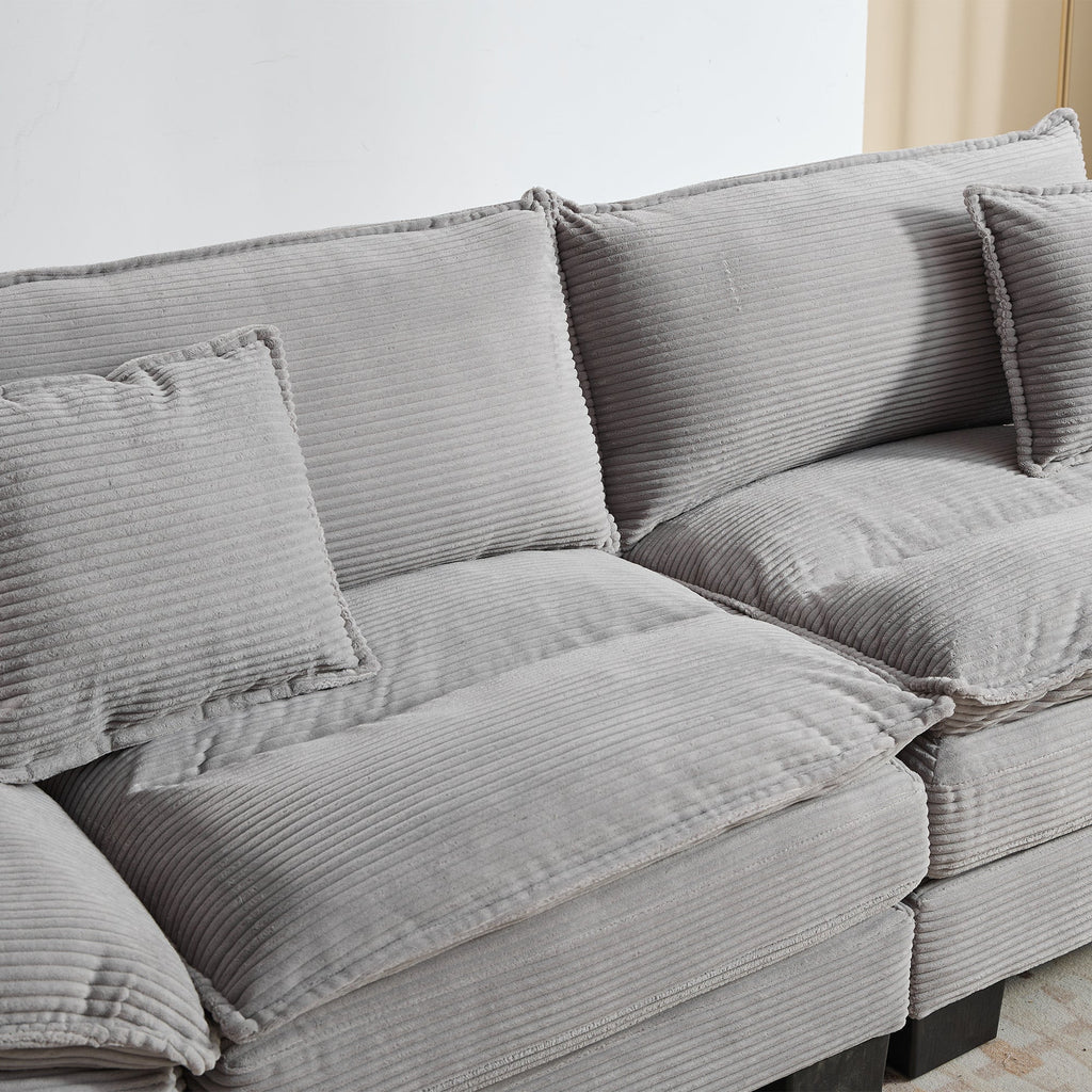 Corduroy Sofa Sleeper Couch Loveseat Sofa with Pillows Comfy Upholstered Deep Seat Sofa for Bedroom,Living Room,Apartment,Office,Dorm-Light Grey Corduroy