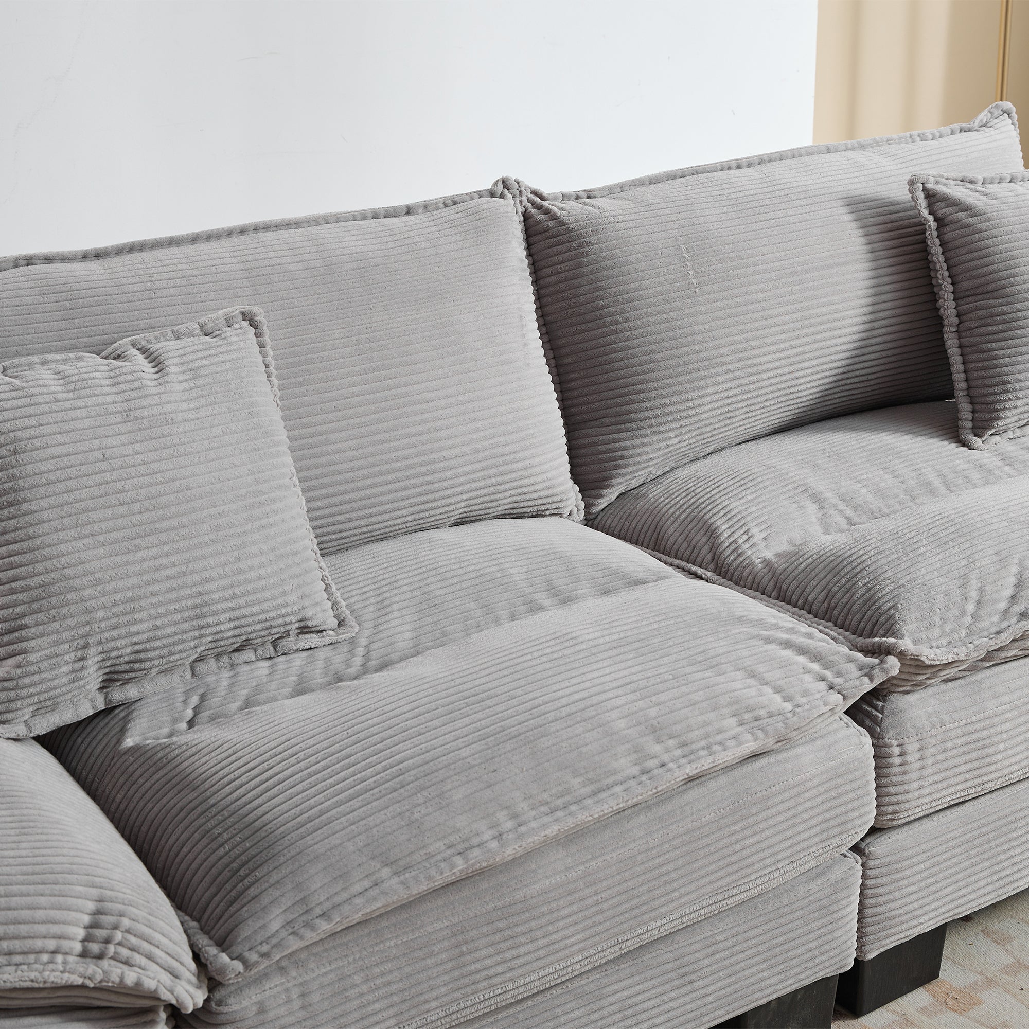 Corduroy Sofa Sleeper Couch Loveseat Sofa with Pillows Comfy Upholstered Deep Seat Sofa for Bedroom,Living Room,Apartment,Office,Dorm-Light Grey Corduroy