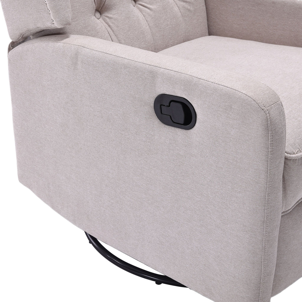 COOLMORE Rocking Recliner Chair,360 Degree Swivel Nursery Rocking Chair,Glider Chair,Modern Small Rocking Swivel Recliner Chair for Bedroom,Living Room Chair Home Theater Seat (Beige)