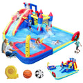 Inflatable 10 in1 slide water park  bouncing house garden with splash pool & water gun & basketball & climbing wall & dual pools & soccer