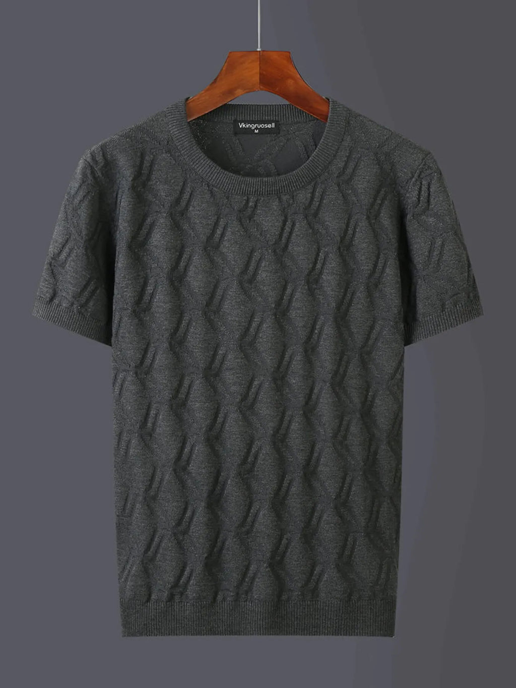 Textured Round Neck Short Sleeve Knit Top