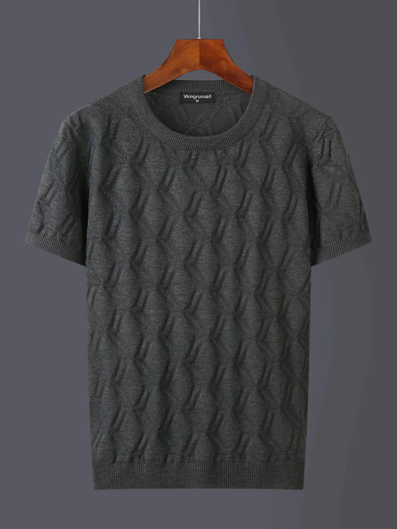 Textured Round Neck Short Sleeve Knit Top