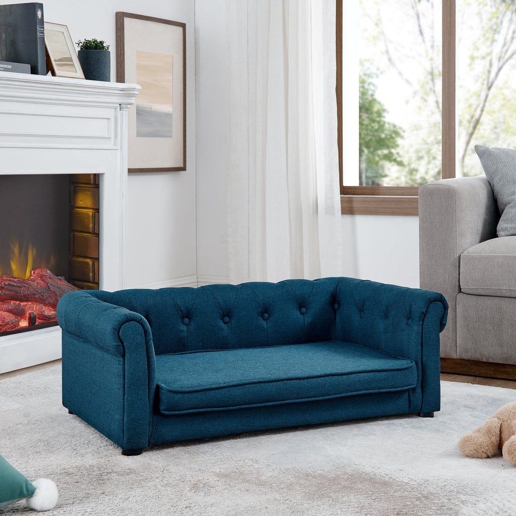 Elegant Rectangle Pet Bed, Durable Elevated Dog Sofa Bed, Comfortable Dog Couch, Blue Foam, 40'*23'*14'