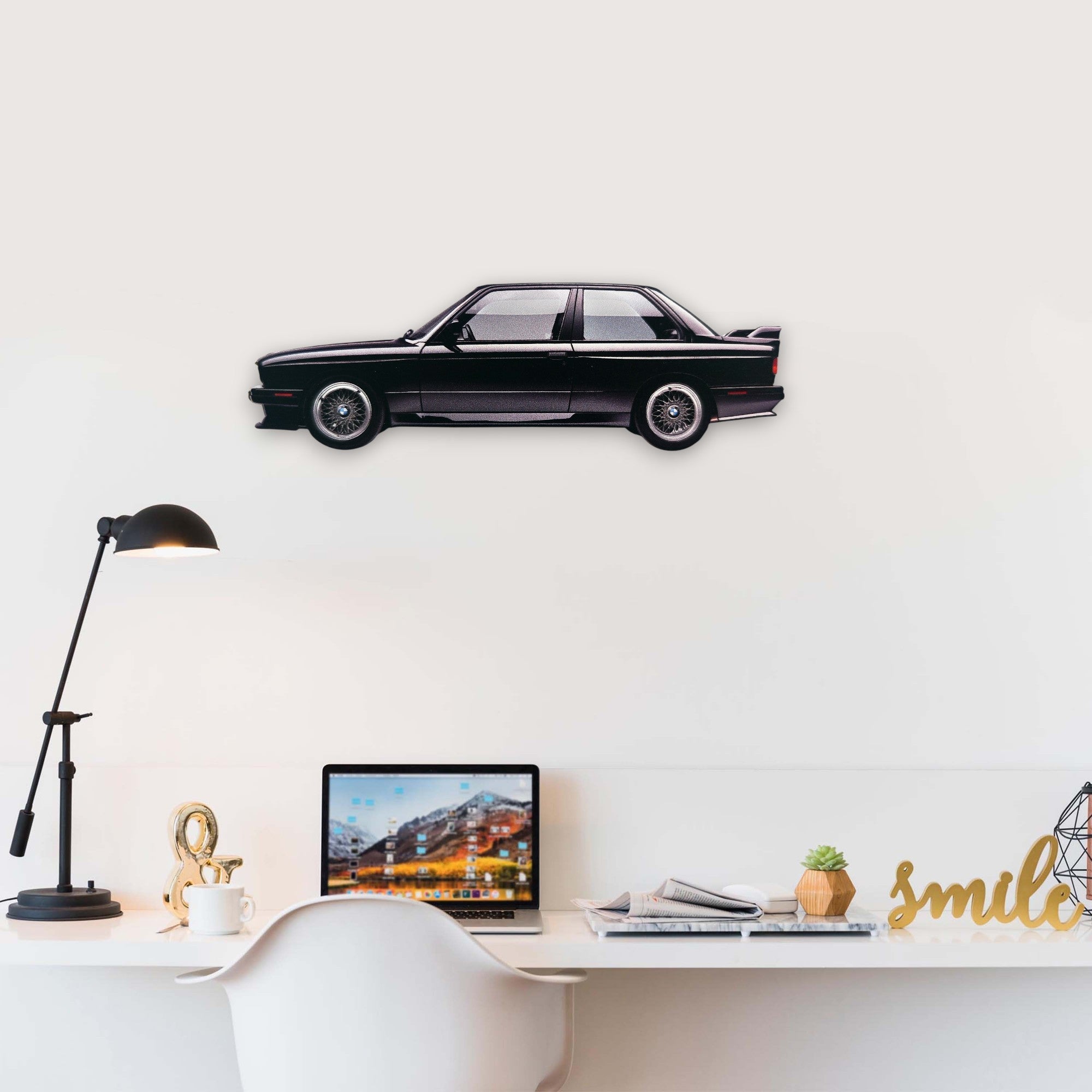 1986  BMW E30 M3 (1) Metal Car Wall Art, Color 2D Diecast Car Decor, Silhouette Metal Wall Art, Gift For Car Lovers, Detailed Color Metal Car