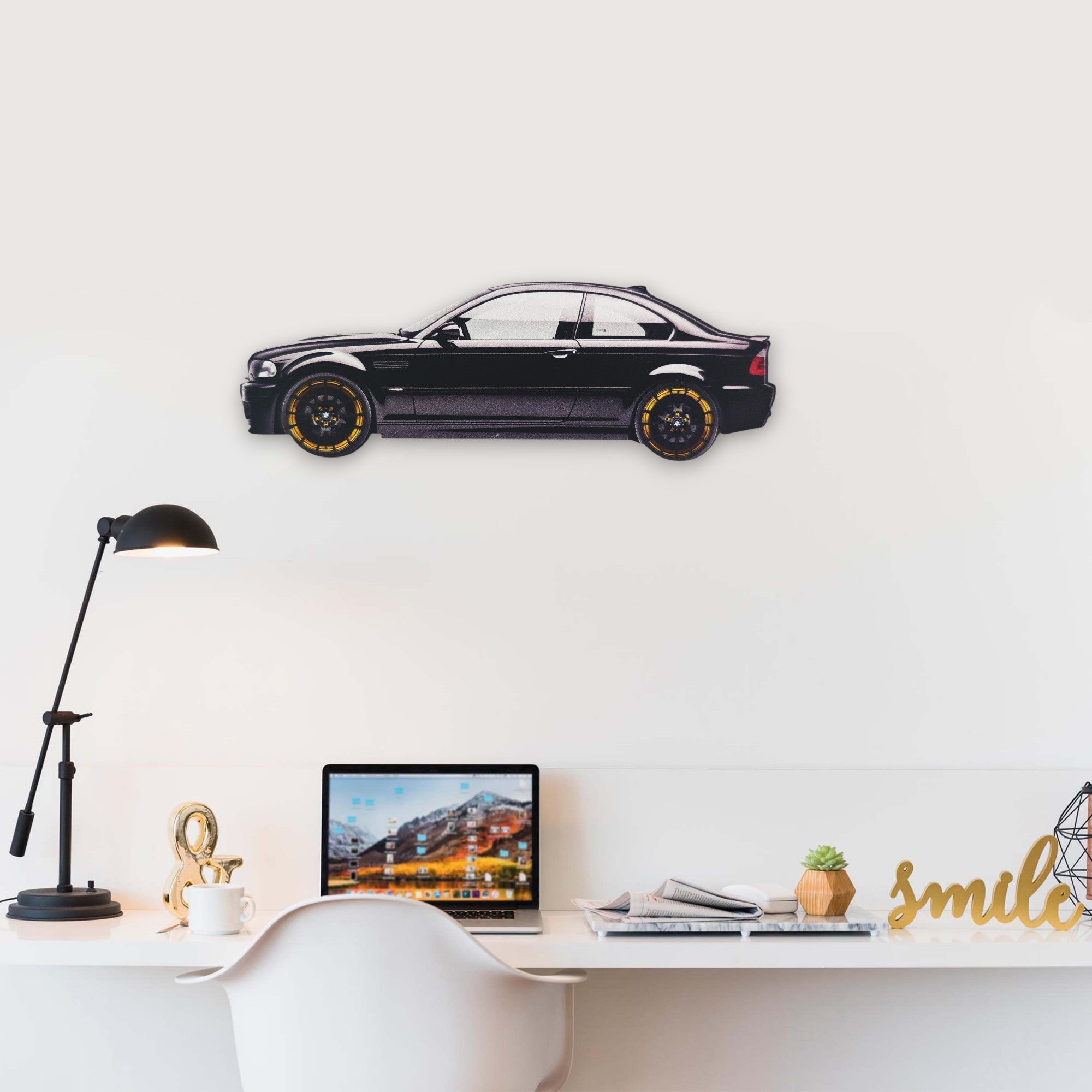 2000 BMW E46 M3 (1) Metal Car Wall Art, Color 2D Diecast Car Decor, Silhouette Metal Wall Art, Gift For Car Lovers, Detailed Color Metal Car