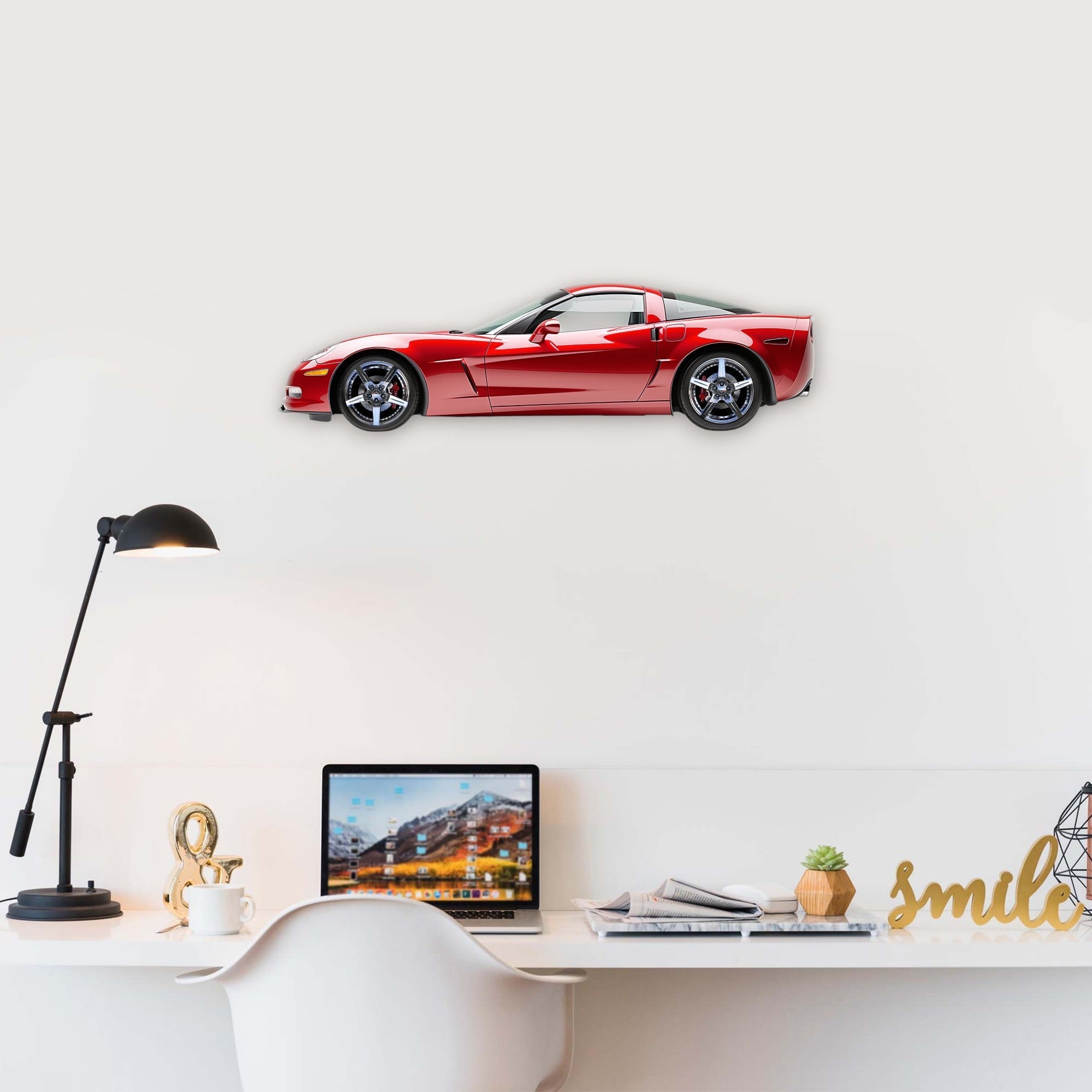 2005 Chevrolet Corvette C6 (1) Metal Car Wall Art, Color 2D Diecast Car Decor, Silhouette Metal Wall Art, Gift For Car Lovers, Detailed Color Metal Car