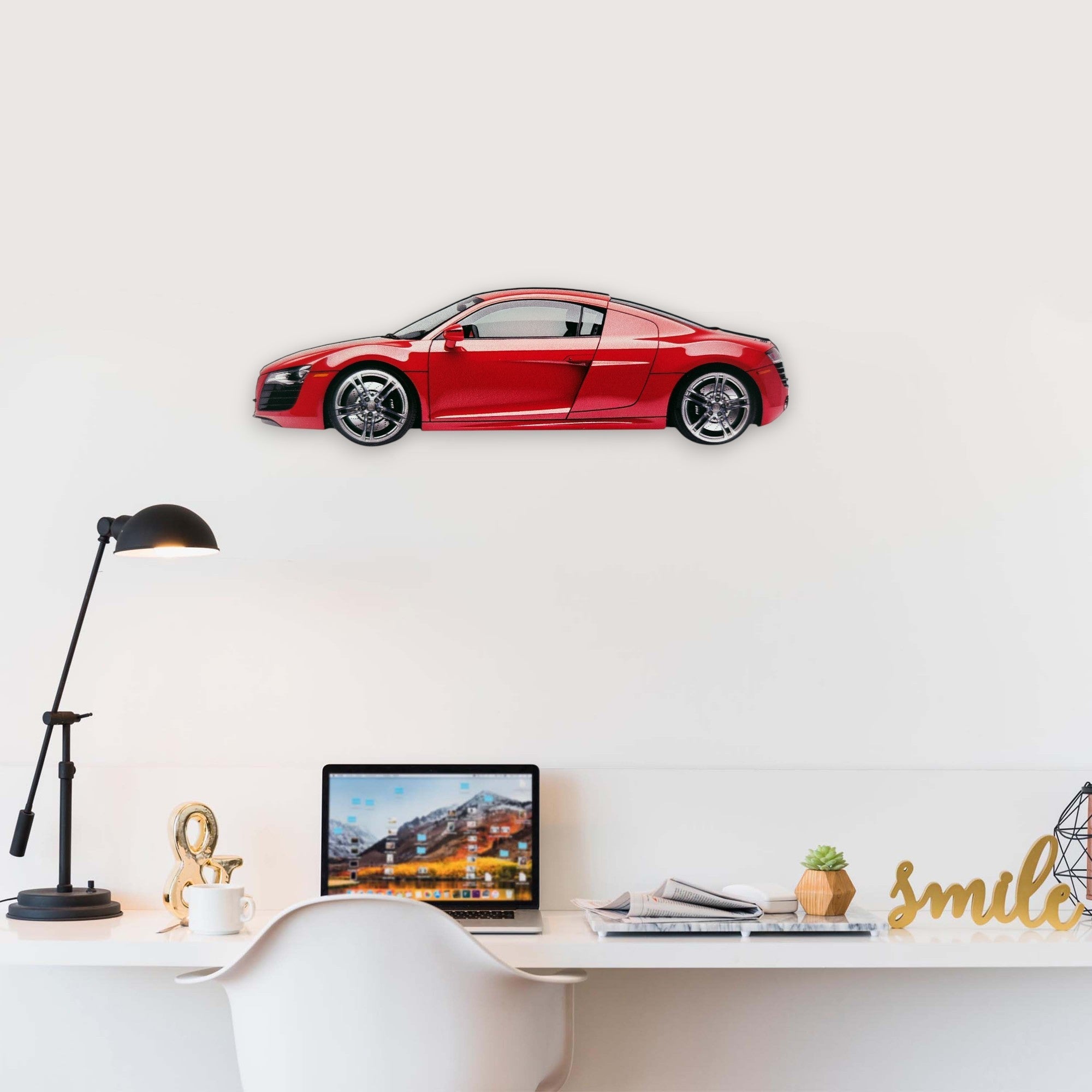 2007 Audi R8 (2) Metal Car Wall Art, Color 2D Diecast Car Decor, Silhouette Metal Wall Art, Gift For Car Lovers, Detailed Color Metal Car