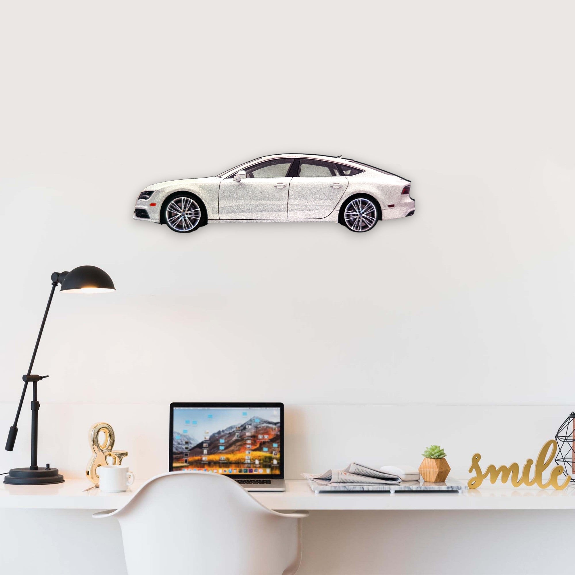 2010 Audi A7 (2) Metal Car Wall Art, Color 2D Diecast Car Decor, Silhouette Metal Wall Art, Gift For Car Lovers, Detailed Color Metal Car