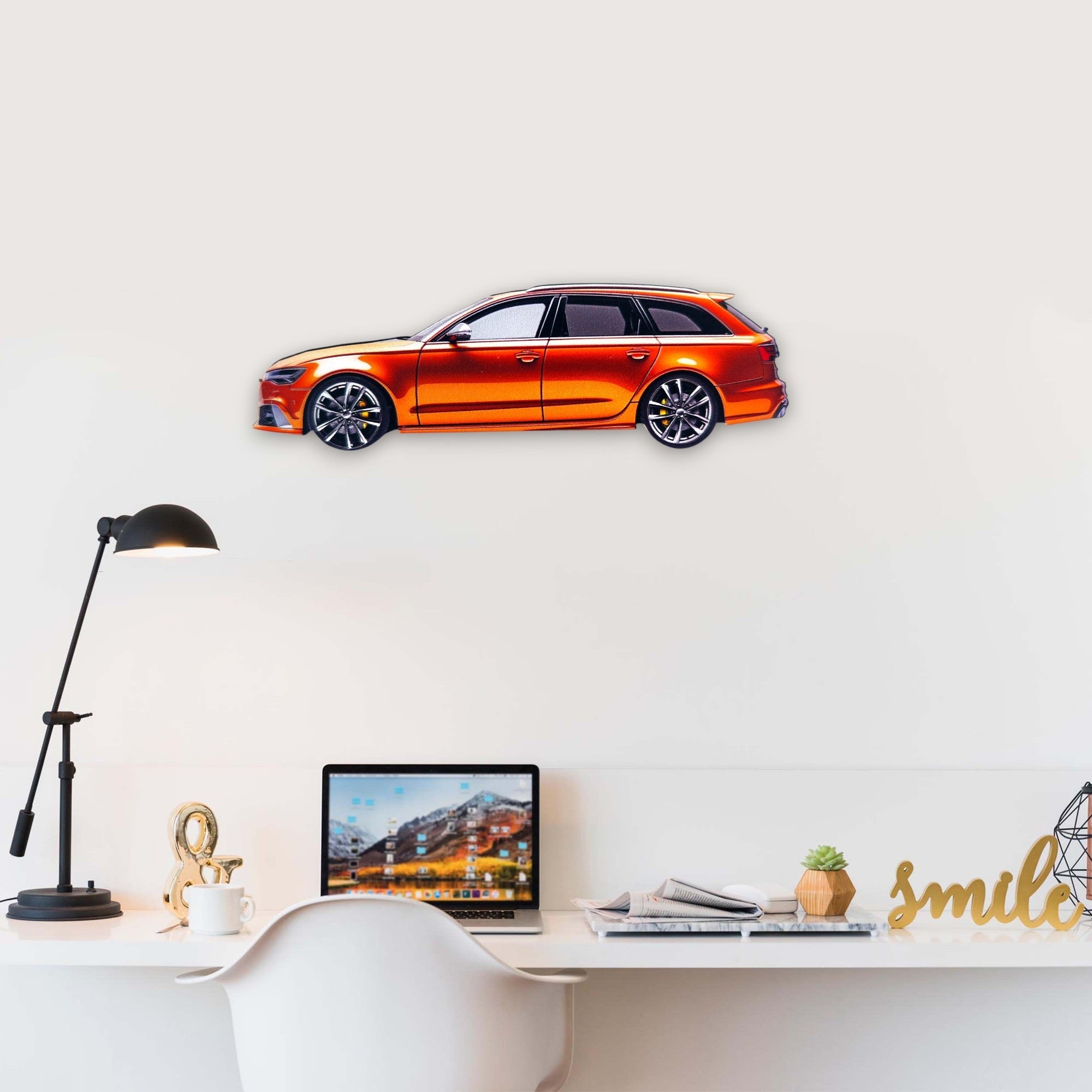 2013 Audi RS6 Avant (1) Metal Car Wall Art, Color 2D Diecast Car Decor, Silhouette Metal Wall Art, Gift For Car Lovers, Detailed Color Metal Car