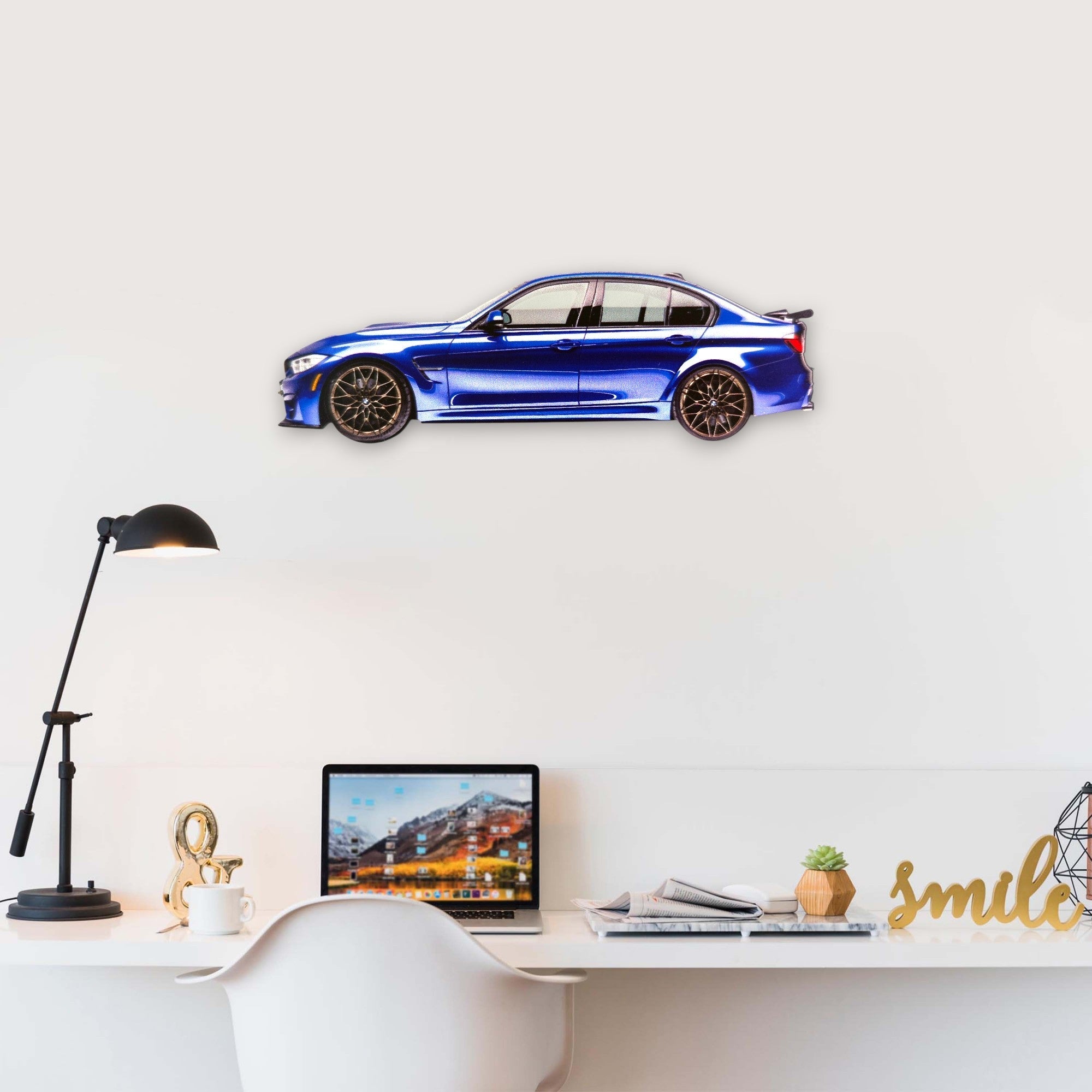 2018 BMW M3 CS (1) Metal Car Wall Art, Color 2D Diecast Car Decor, Silhouette Metal Wall Art, Gift For Car Lovers, Detailed Color Metal Car