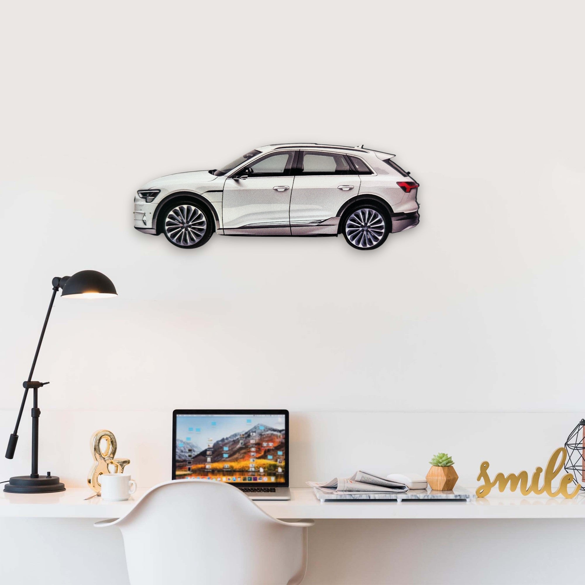 2019 Audi e-tron (2) Metal Car Wall Art, Color 2D Diecast Car Decor, Silhouette Metal Wall Art, Gift For Car Lovers, Detailed Color Metal Car