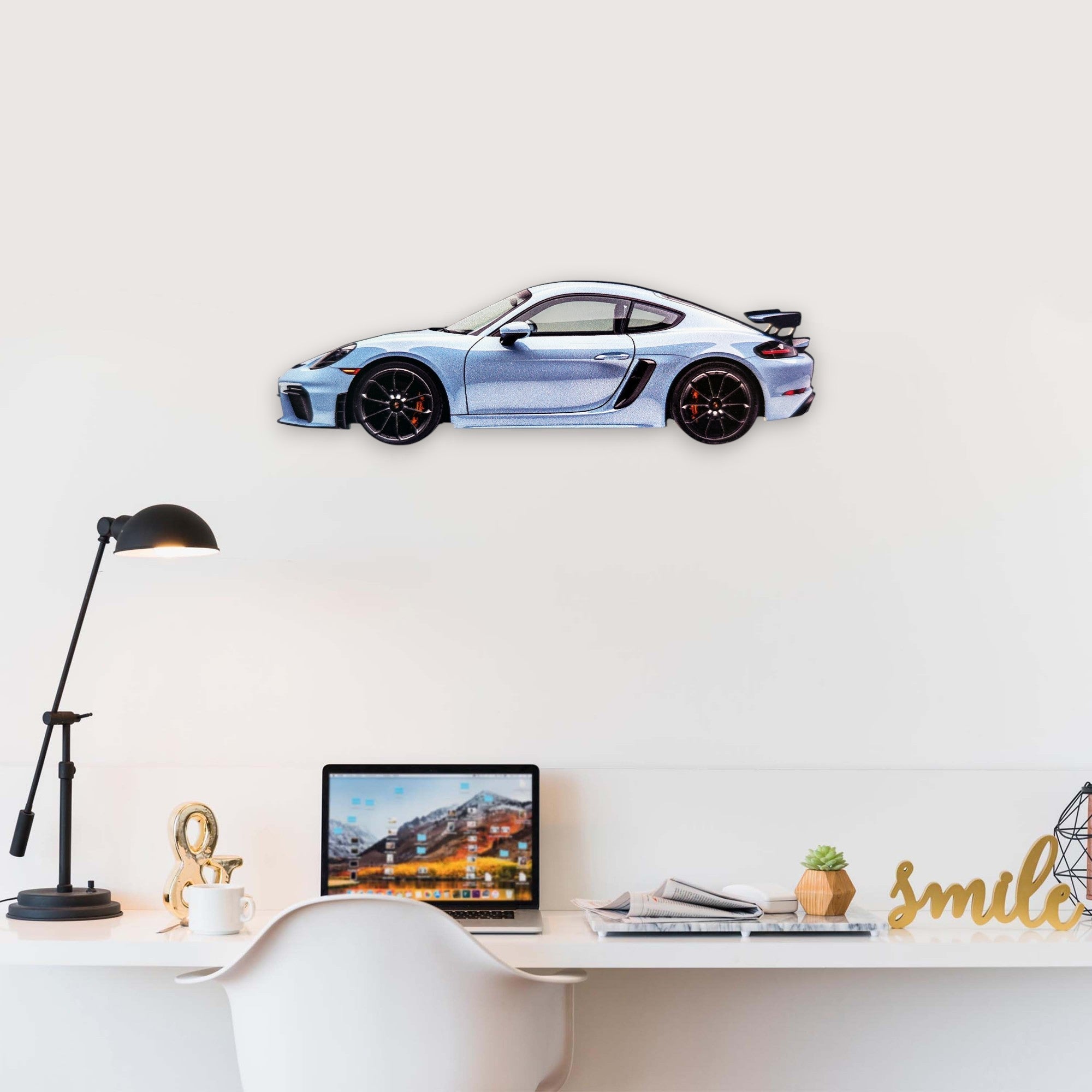 2023 Porsche 718 GT4 RS (1) Metal Car Wall Art, Color 2D Diecast Car Decor, Silhouette Metal Wall Art, Gift For Car Lovers, Detailed Color Metal Car