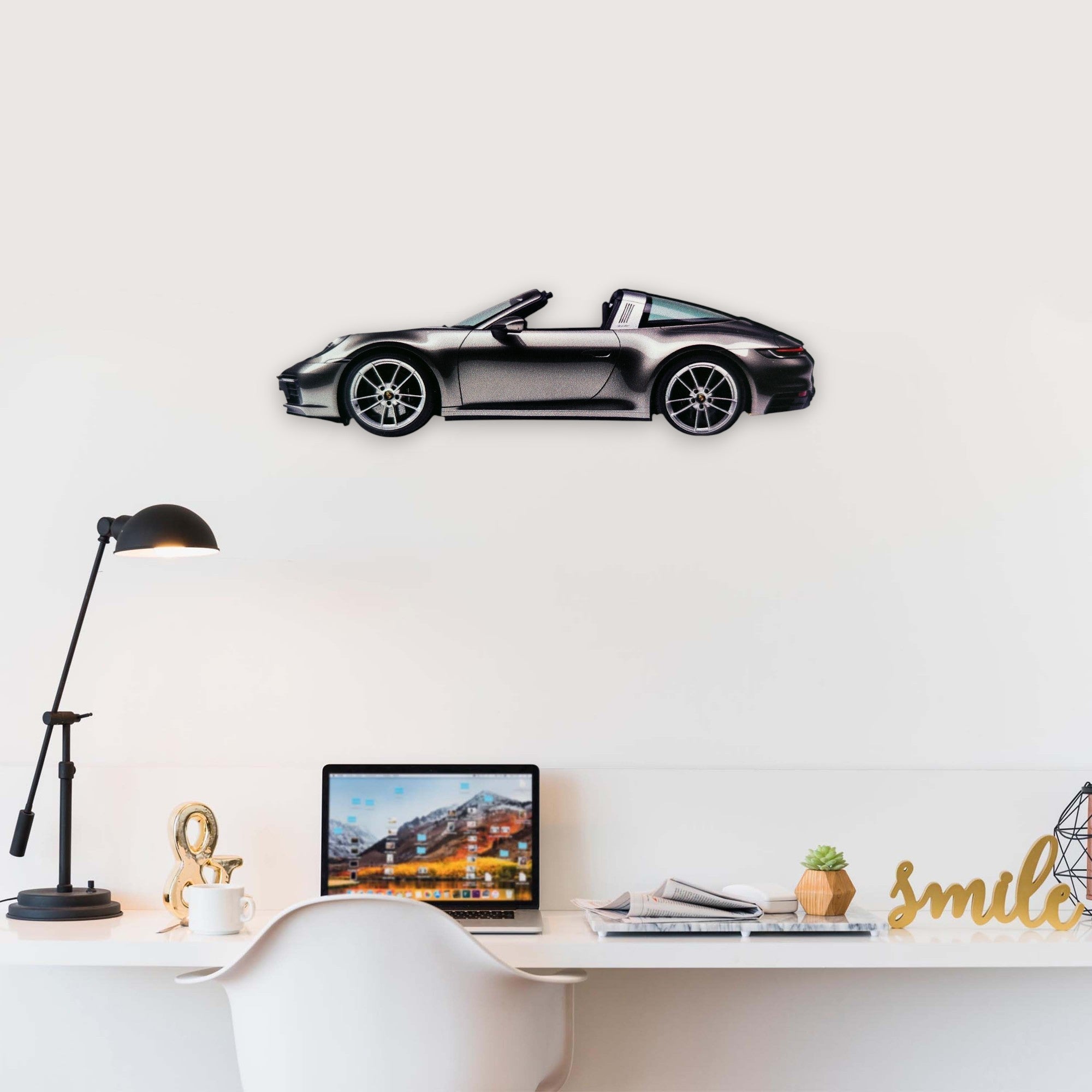 2023 Porsche 911 Targa 4S (1) Metal Car Wall Art, Color 2D Diecast Car Decor, Silhouette Metal Wall Art, Gift For Car Lovers, Detailed Color Metal Car