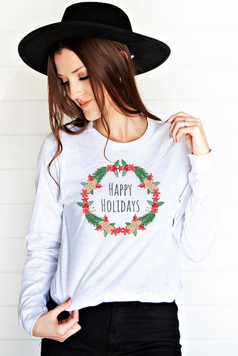 Happy Holidays Wreath 4003_longsleeve