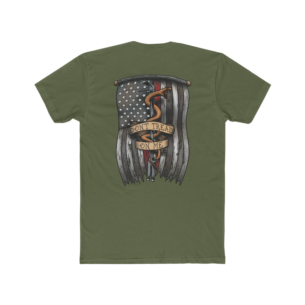 Dont Tread on Me Red Line Flag - Crew Tee