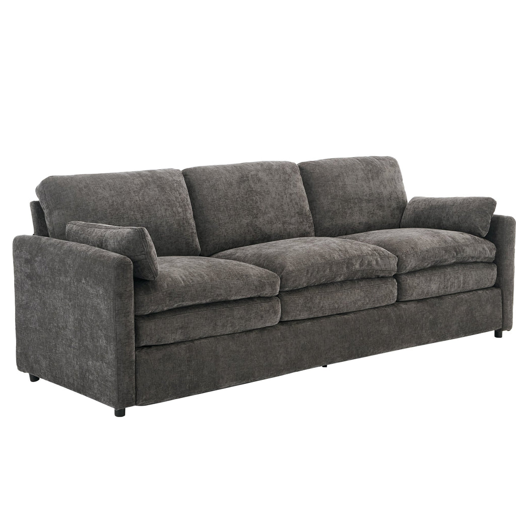 89'  Cozy Upholstered 3-seater Sofa Oversized Comfy Cloud Sofa Double Cushion 3-seater Sofa Plush Cushion Sofa Couch for Living Room, Grey