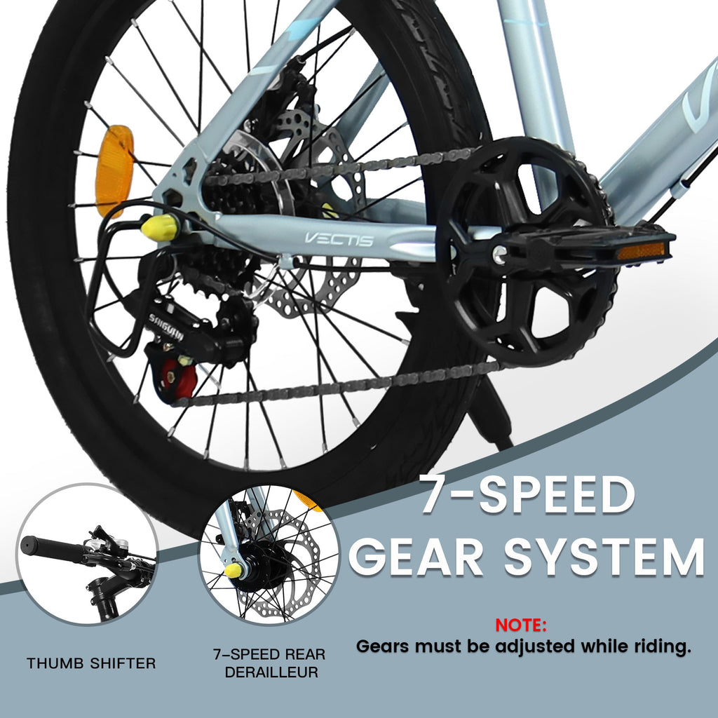A20183 Kids Bike for 6-12 Years Old, 20 Inch Children's Bicycle for Boys Girls, 7-Speed Steel Frame, , Dual Disc Brakes, 20x1.75 Inch Tires Road Bike, 4 Color Options