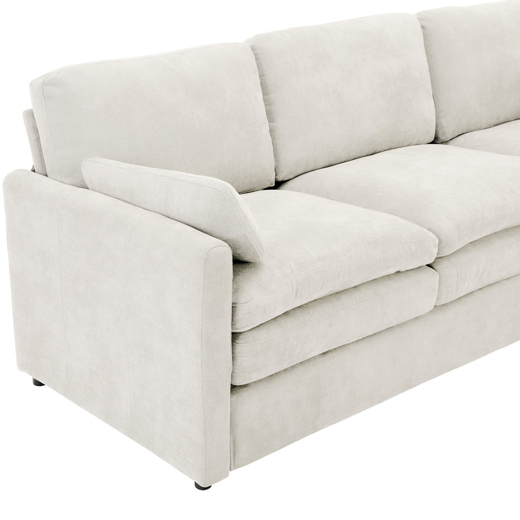 Cozy Upholstered Sofa Set Oversized Comfy Cloud Sofa Double Cushion Sofa Group Plush Cushion Sofa Couch for Living Room, Beige