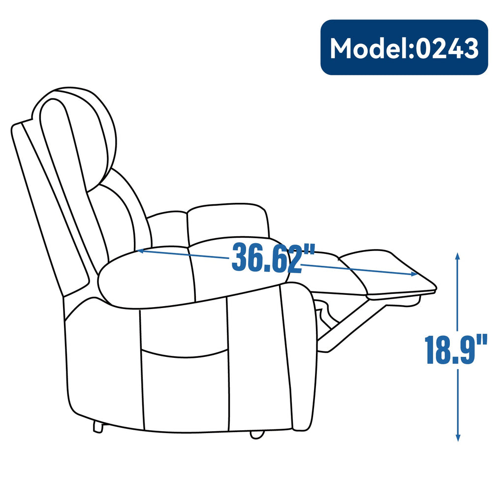 Blue Heat Massage Dual Motor Infinite Position Up to 350 LBS Large Electric Power Lift Recliners with Hidden Cup Holders, Power-Remote, Medium-firm and Heavy Duty