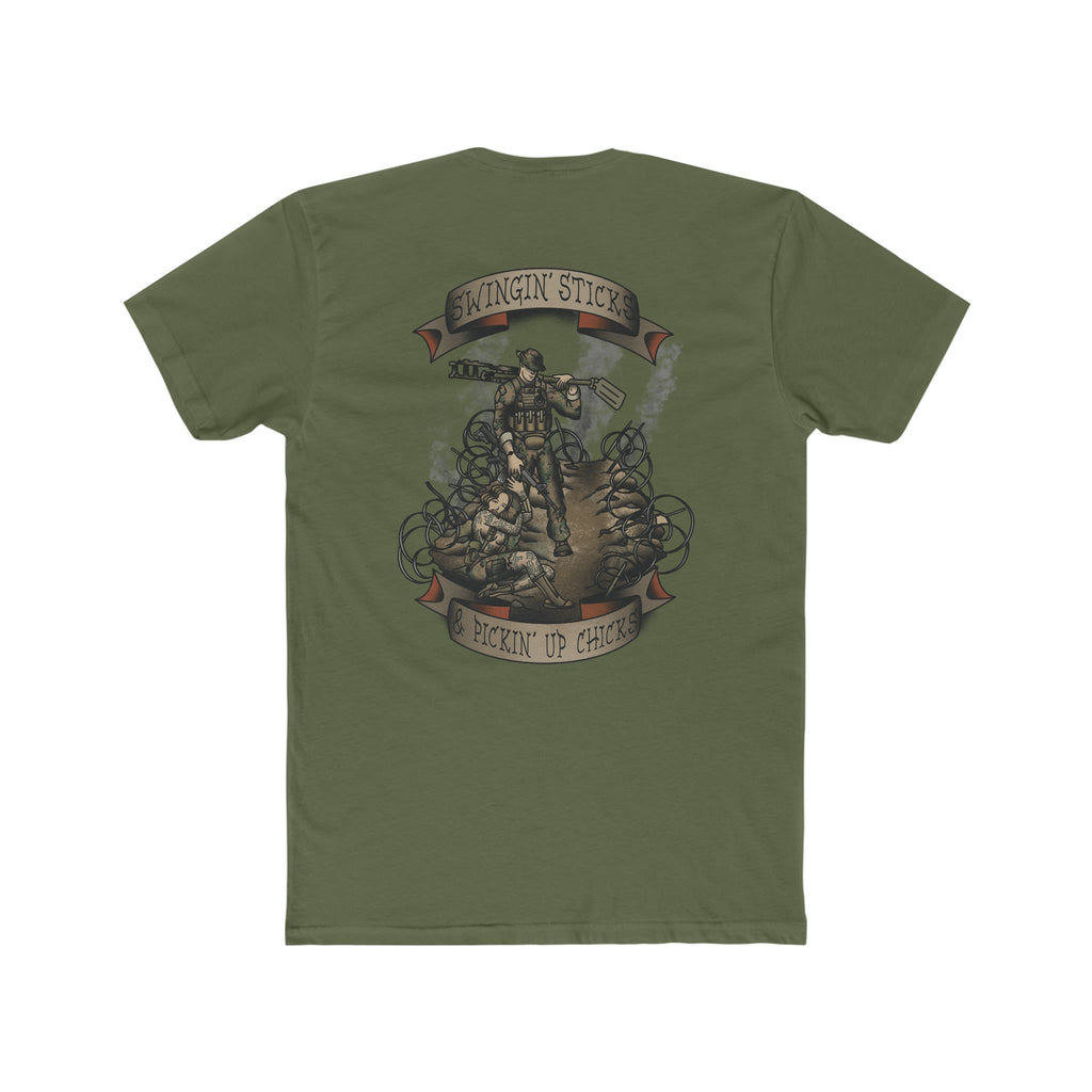 Swingin' Sticks and Pickin' Up Chicks - Crew Tee