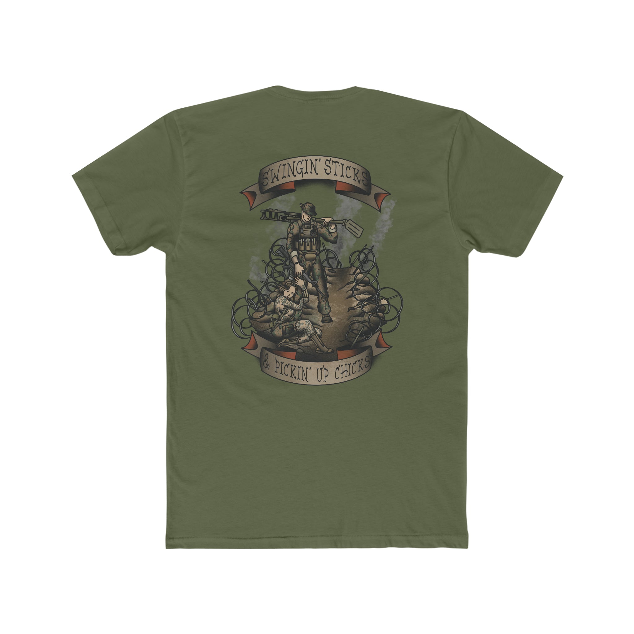 Swingin' Sticks and Pickin' Up Chicks - Crew Tee