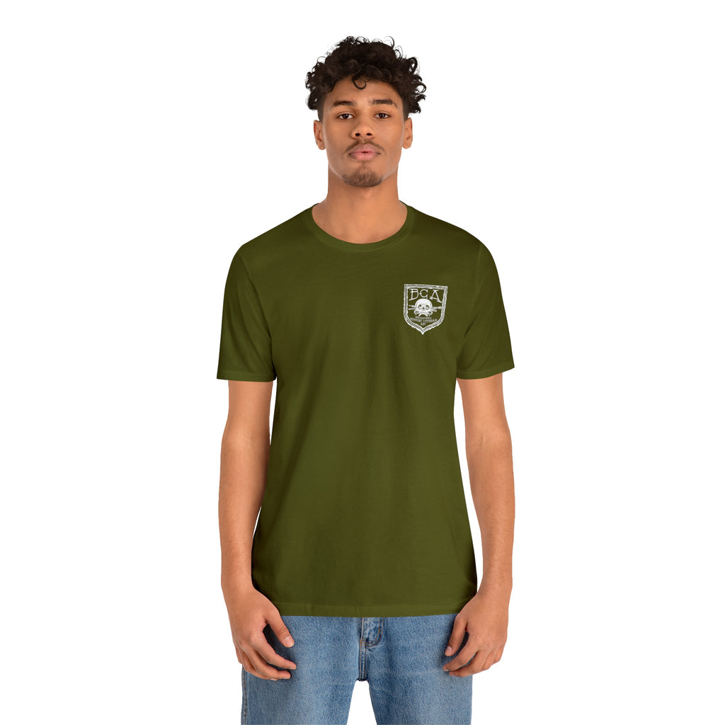 Mechanic Frog With Wrench and M4 - Back Print - Short Sleeve Tee