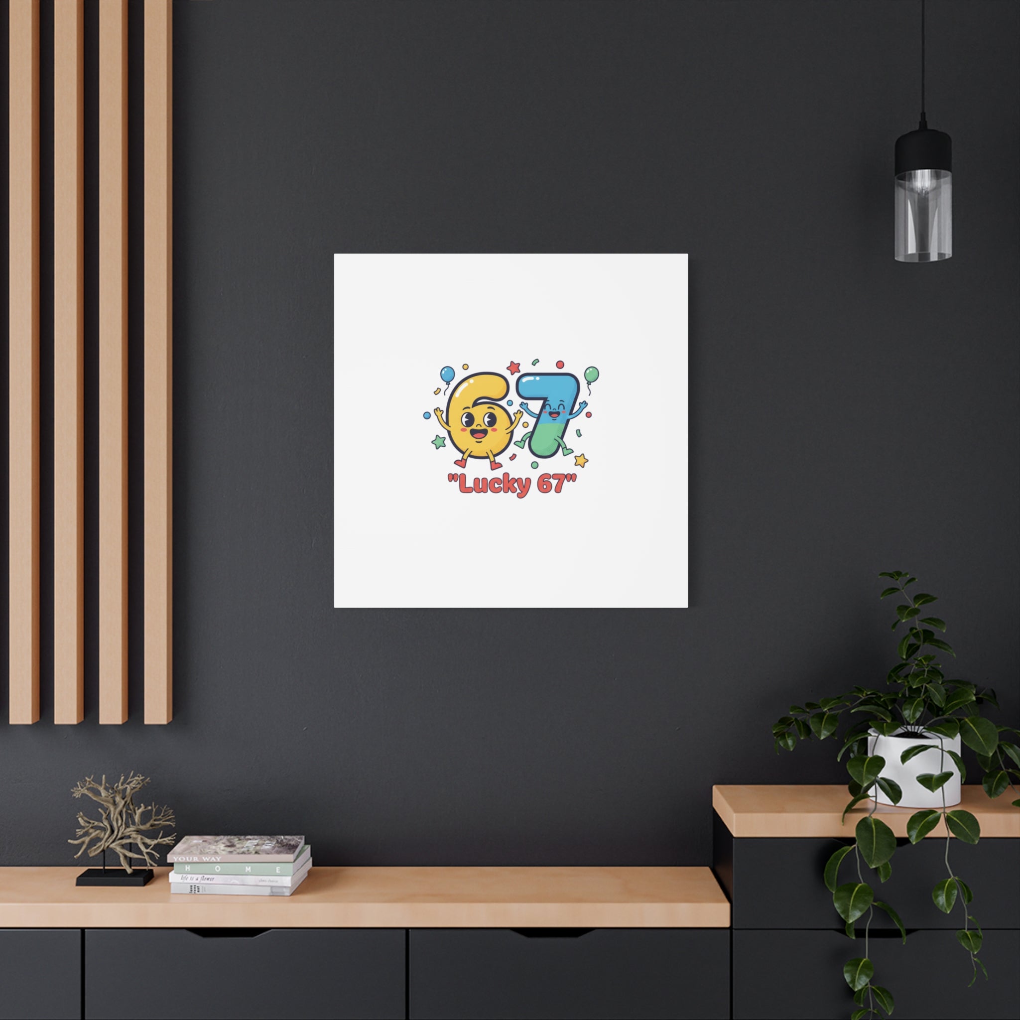 Lucky 67 Canvas, Stretched Matte | 67 meme, absurdist humor