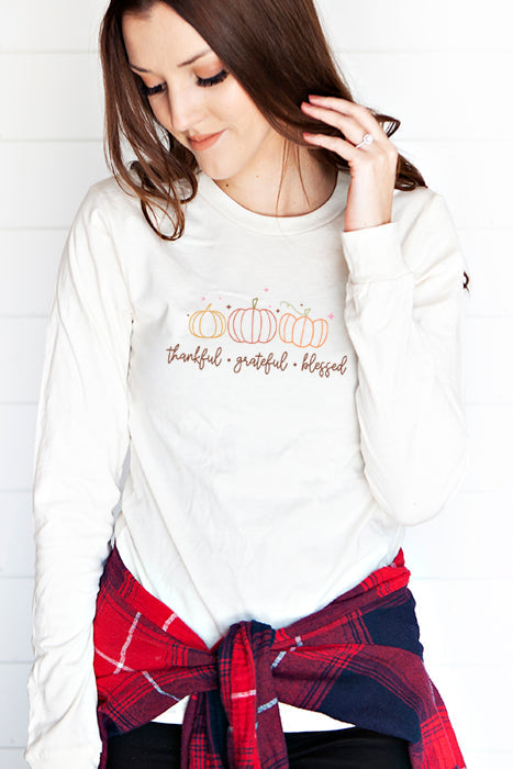 Thankful Grateful Blessed Pumpkins 4474 Longsleeve