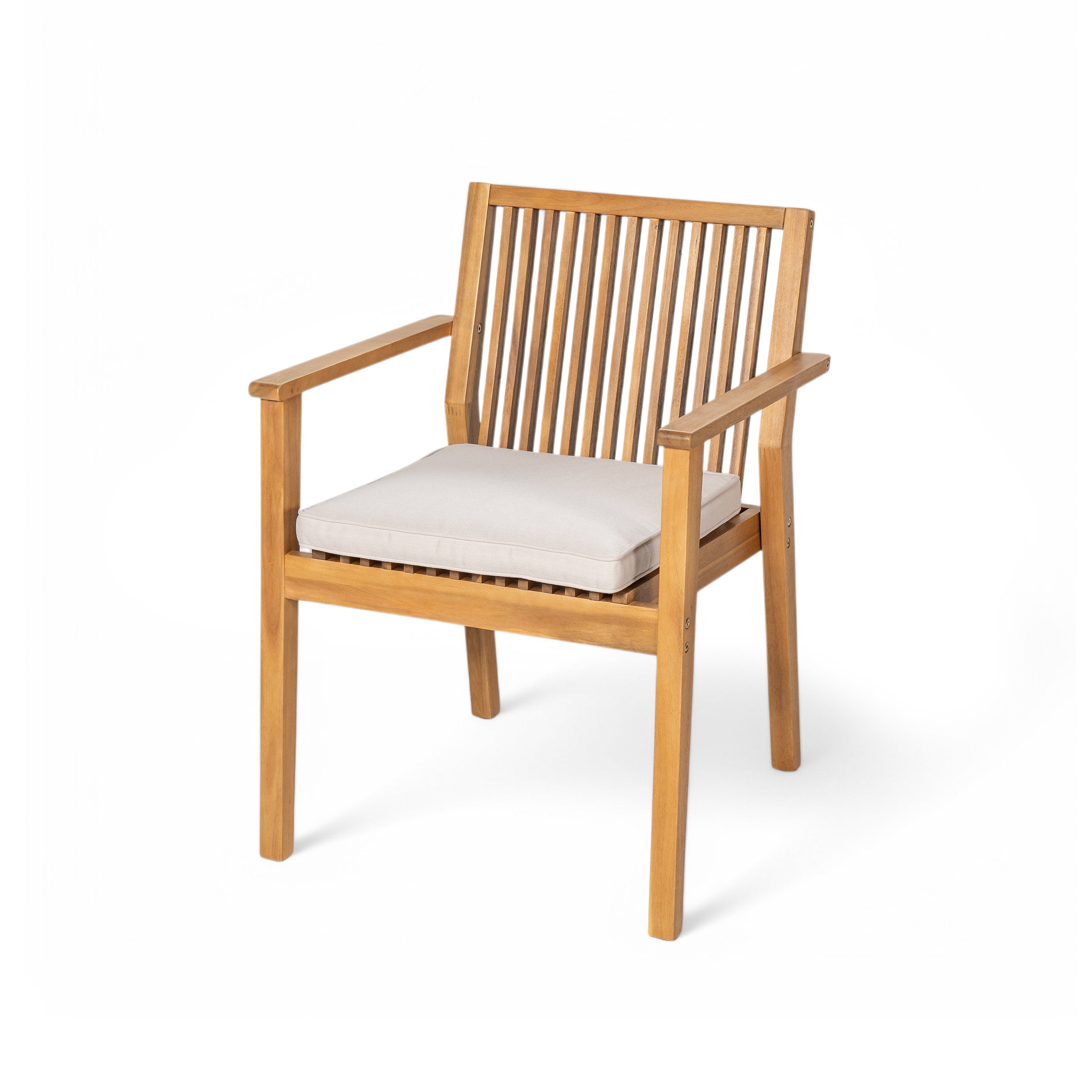 Durable 5 - Piece Patio Furniture Set Acacia Wood Table and 4 Heavy-Duty Cushioned Chairs, Natural