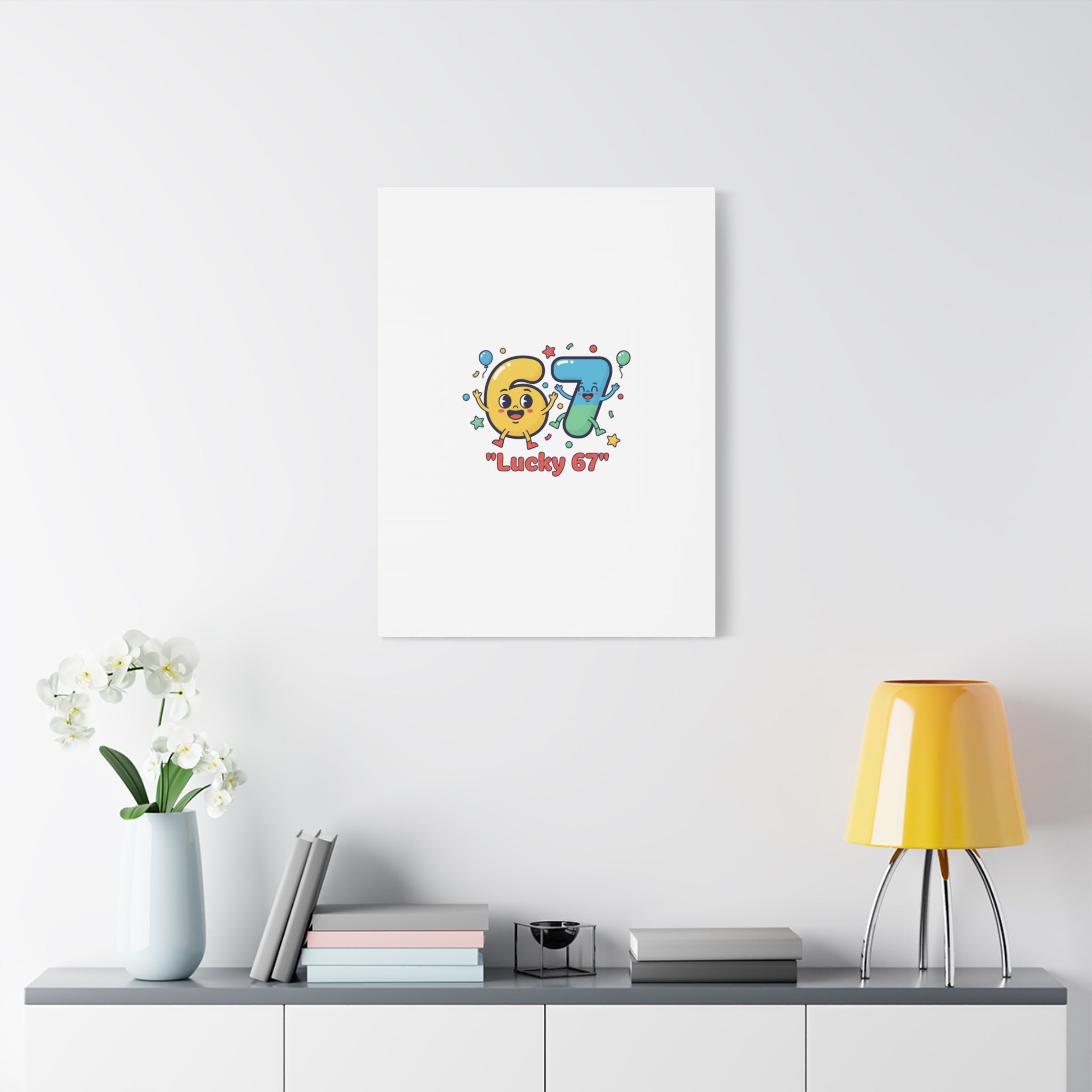 Lucky 67 Canvas, Stretched Matte | 67 meme, absurdist humor