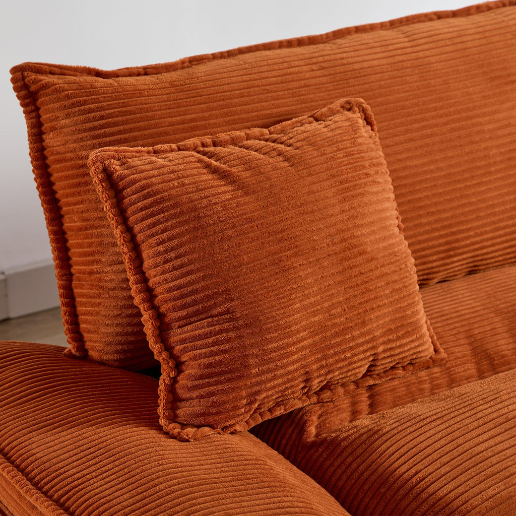 Corduroy Sofa Sleeper Couch Loveseat Sofa with Pillows Comfy Upholstered Deep Seat Sofa for Bedroom,Living Room,Apartment,Office,Dorm-Orange Corduroy