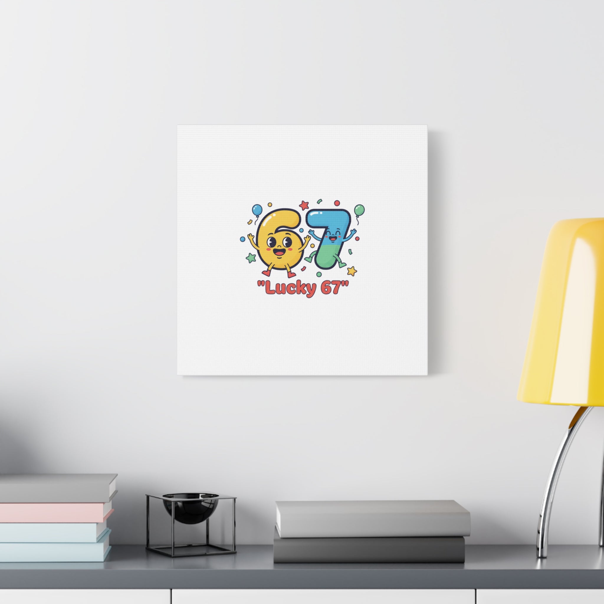 Lucky 67 Canvas, Stretched Matte | 67 meme, absurdist humor