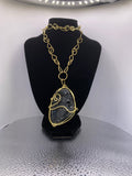 iamevibez Custom Wire Wrapped Brass Black Obsidian Necklace
