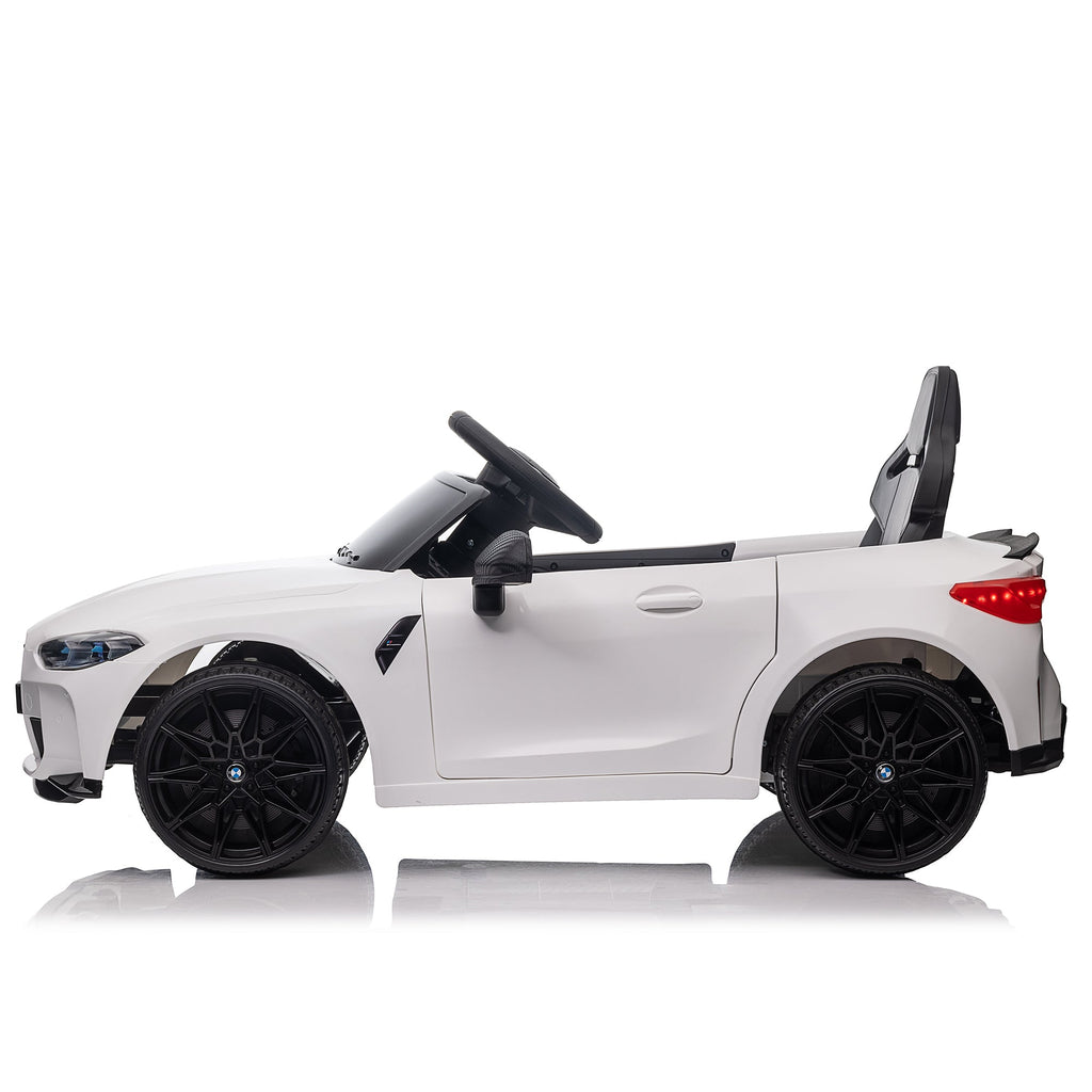 BMW M4 12v Kids ride on toy car 2.4G W/Parents Remote Control,Three speed adjustable,Power display, USB,MP3 ,Bluetooth,LED light,story,A handle with wheels and a pull, easy to carry