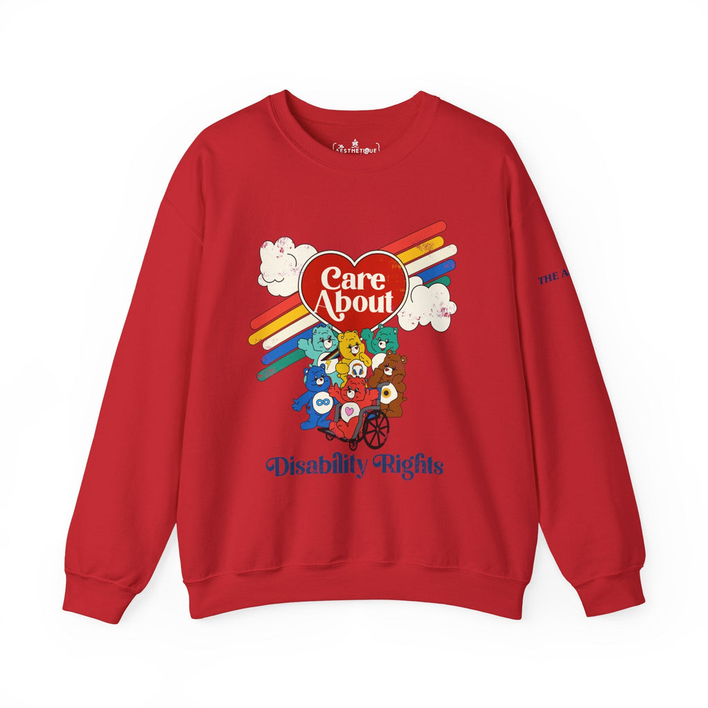 Care About Disability Rights - Retro 80s Vibe - Unisex Heavy Blend™ Crewneck Sweatshirt
