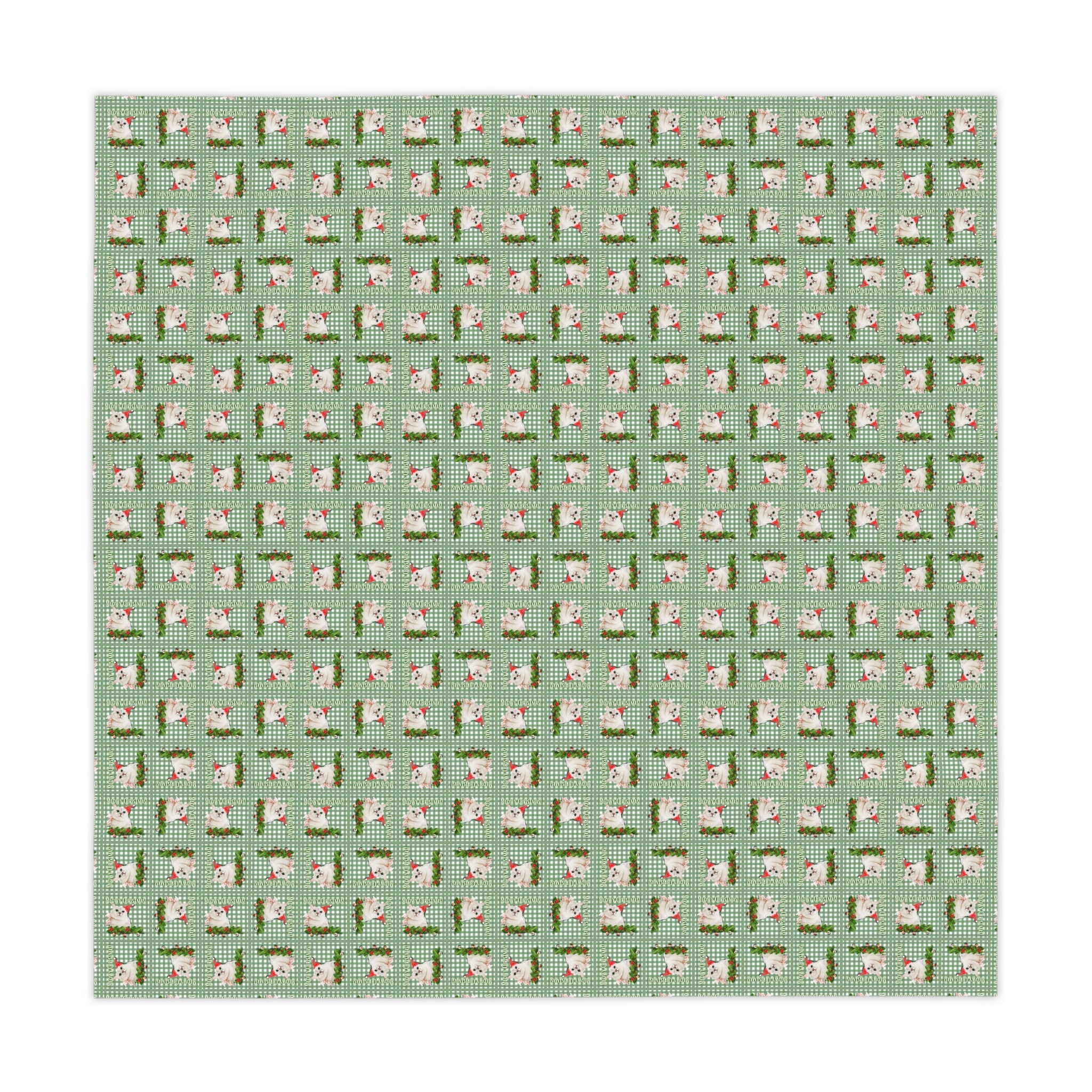 Meowy Gingham Christmas Tablecloth