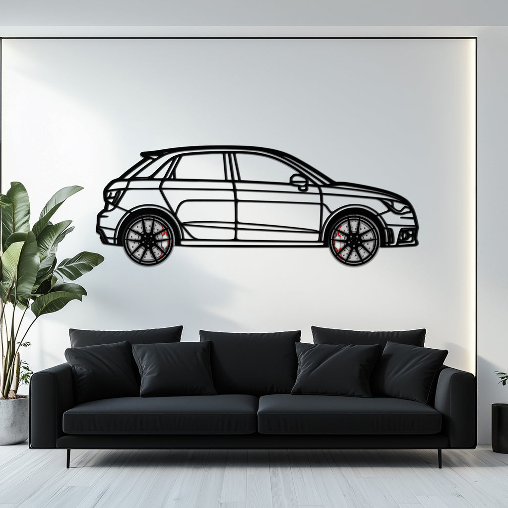 Audi A1 Metal Car Wall Art with Rotating Wheels - Handmade Car Silhouette Decor - Automotive Wall Art for Petrolheads-KAFMEKA094