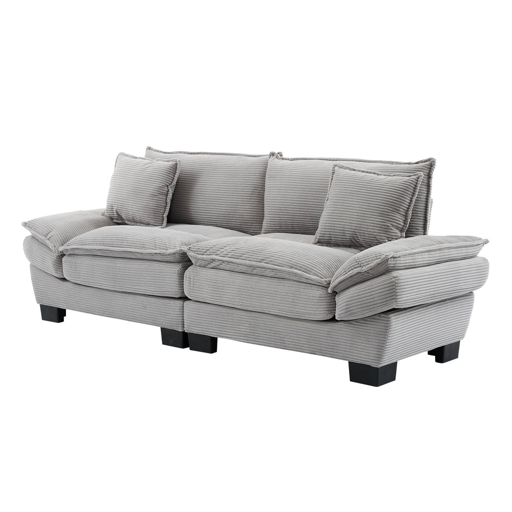 Corduroy Sofa Sleeper Couch Loveseat Sofa with Pillows Comfy Upholstered Deep Seat Sofa for Bedroom,Living Room,Apartment,Office,Dorm-Light Grey Corduroy
